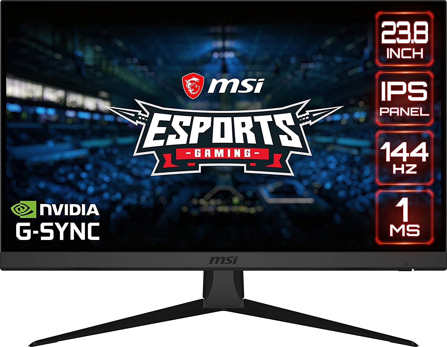 مانیتور بازی MSI Optix G242 IPS Esports - 23.8 اینچ، رزولوشن 16:9 Full HD (1920x1080)، 144Hz، زمان پاسخ 1ms، کمترین نور آبی، نصب VESA، پورت نمایشگر، HDMI - مشکی