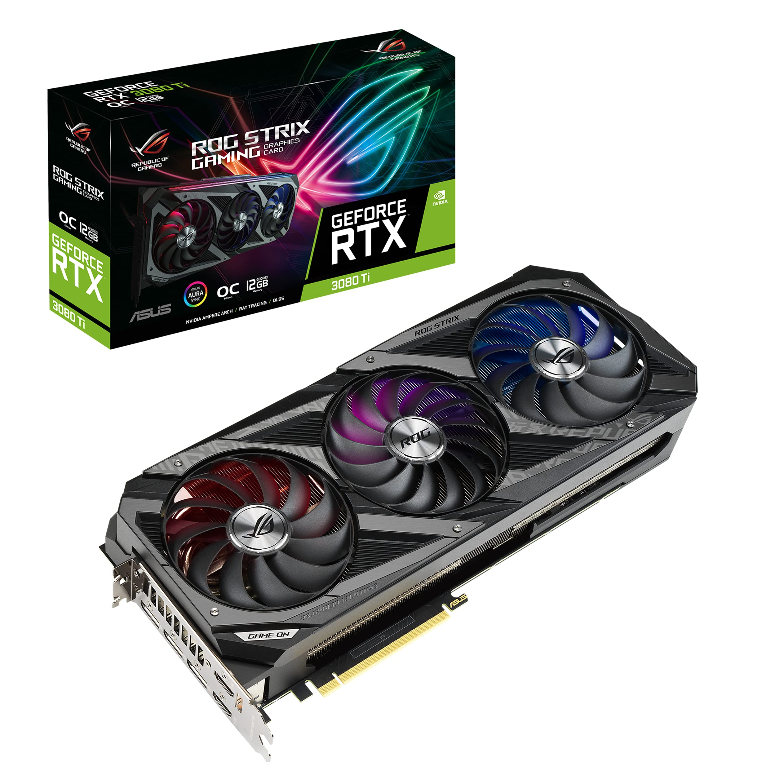 کارت گرافیک بازی Asus Rog Strix Nvidia Geforce Rtx 3080 Ti Oc Edition (Pcie 4.0، 12 گیگابایت Gddr6X، Hdmi 2.1، Displayport 1.4A، طراحی فن Axial-Tech، 2.9 اسلات، Super Alloy Power II، Gpu Tweak II)