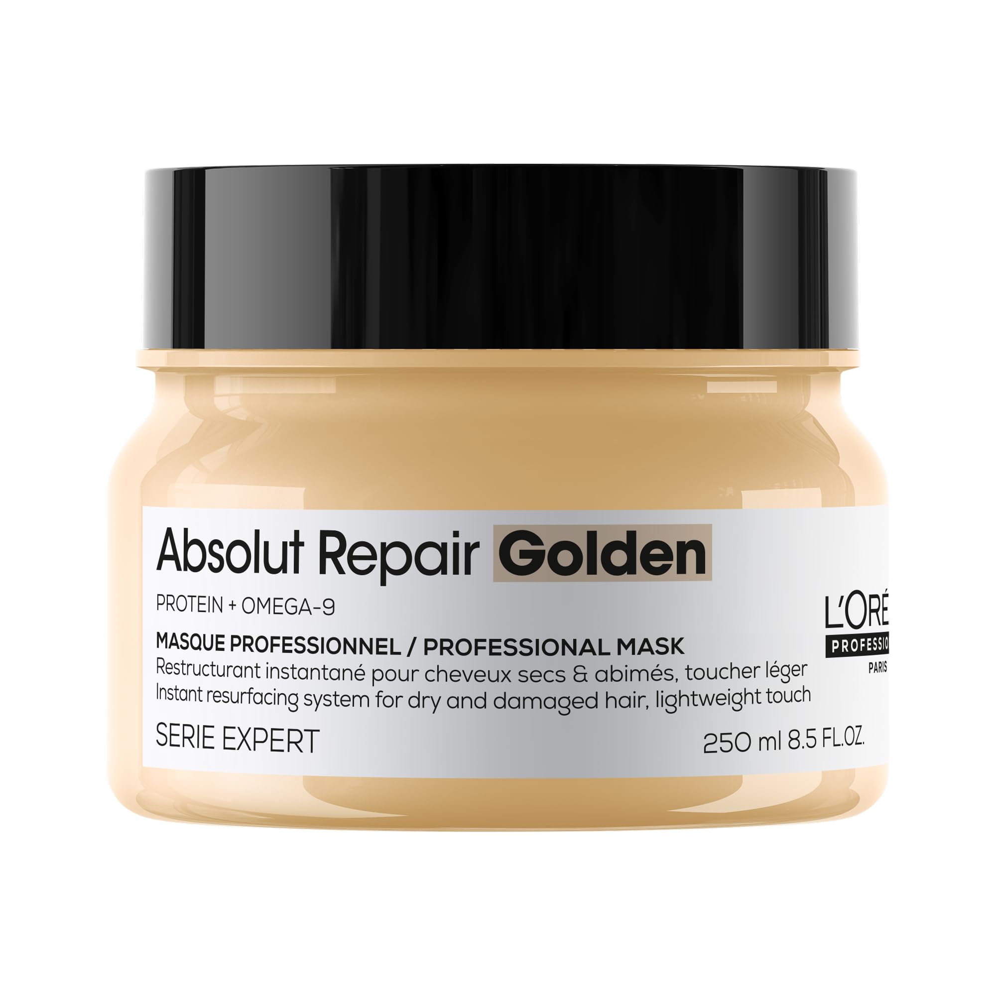 L’Oréal Professionnel | ماسک طلایی ترمیم‌کننده Absolut Repair | برای موهای خشک و آسیب‌دیده | ترمیم و مرطوب‌کننده موهای خشک و آسیب‌دیده | با گلدن کینوا و پروتئین | سری اکسپرت | 250 میلی‌لیتر بدون عطر