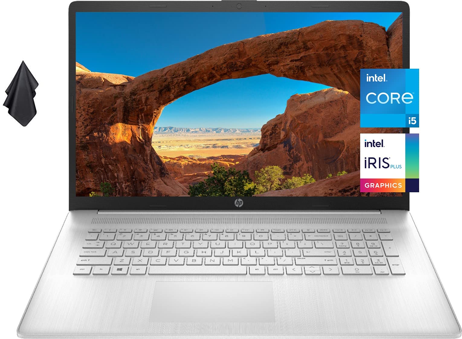 لپ تاپ جدید HP 17 اینچی، صفحه نمایش HD+ ضد تابش، پردازنده Intel Core i5-1135G7 نسل 11، گرافیک Intel Iris Xe، 32 گیگابایت رم، 1 ترابایت حافظه داخلی SSD PCIe، عمر باتری طولانی، وبکم، میکروفون، ویندوز 10، نقره‌ای (ارتقاء یافته)