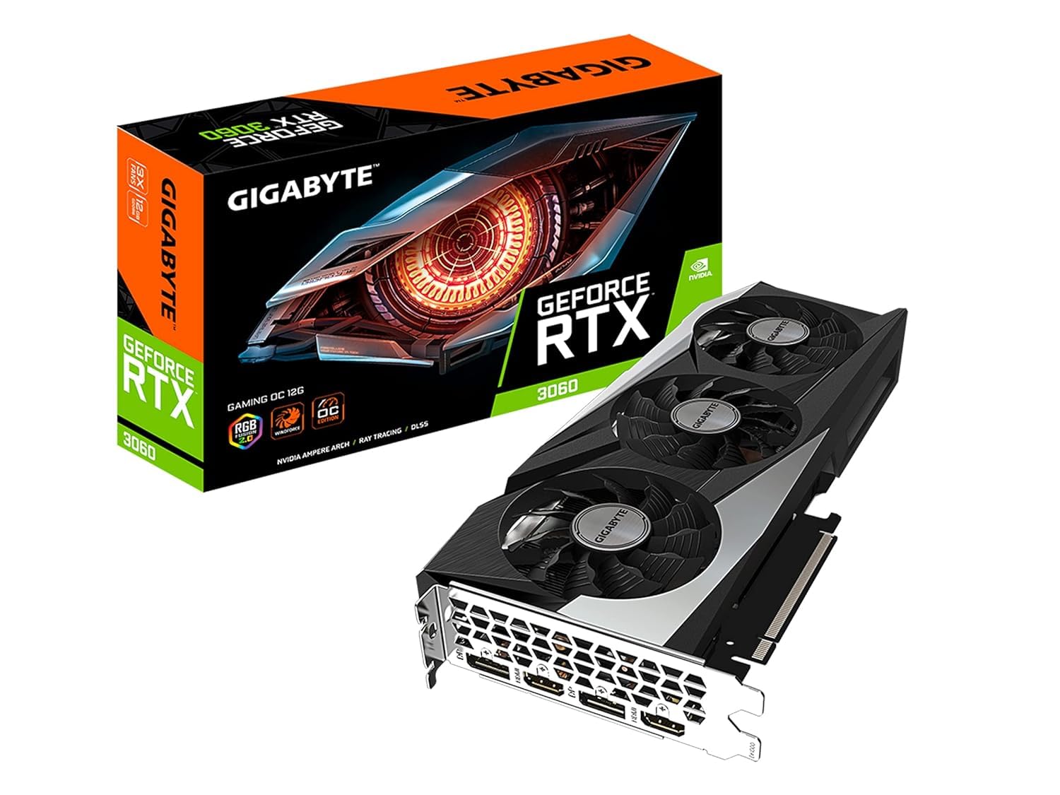 کارت گرافیک GIGABYTE GeForce RTX 3060 Gaming OC 12G (REV2.0)، با سه فن WINDFORCE، حافظه 12 گیگابایت GDDR6 192 بیتی، مدل GV-N3060GAMING OC-12GD REV2.0