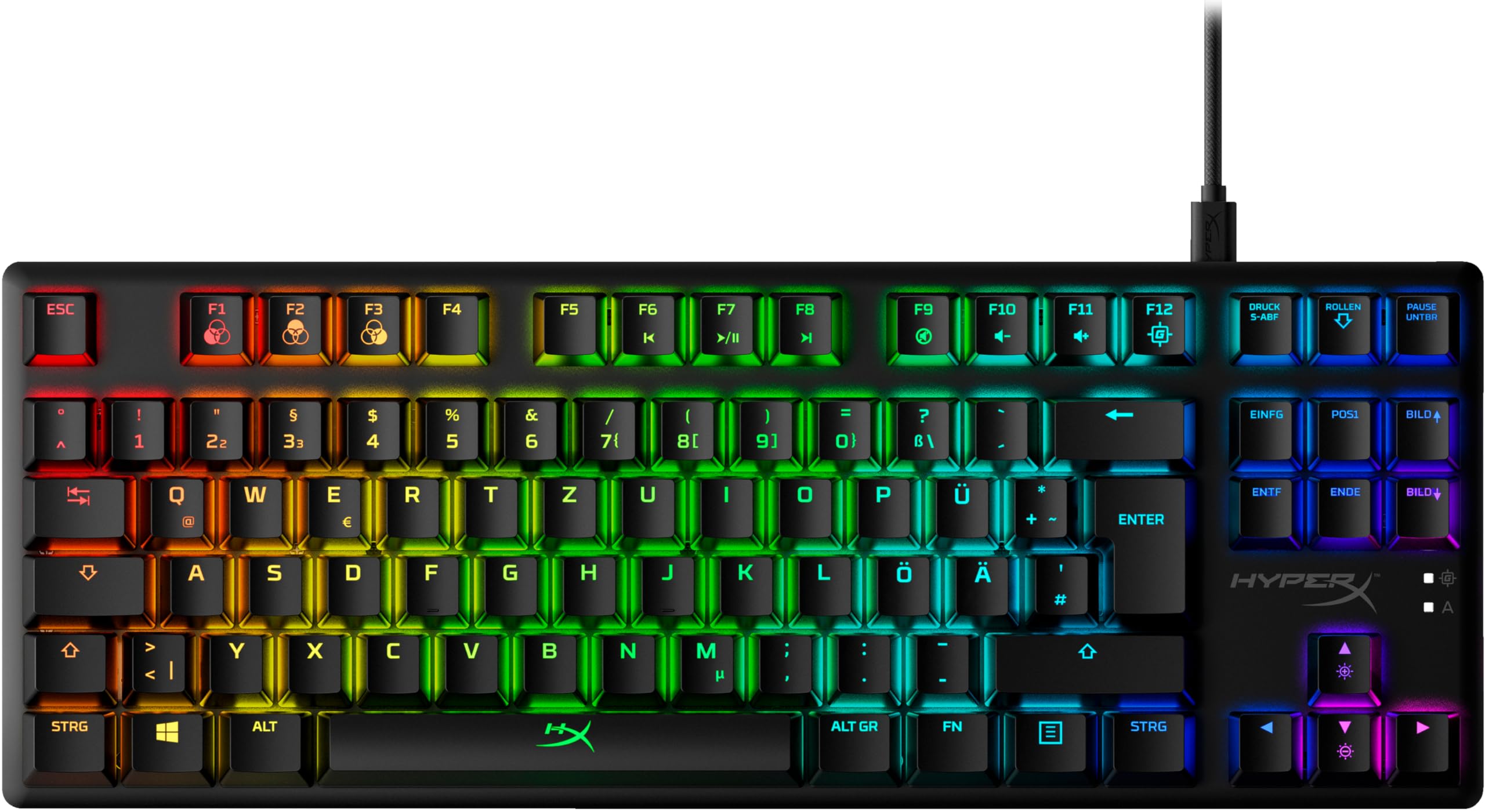 کیبورد مکانیکی بازی های رنگارنگ RGB HyperX Alloy Origins Core، بدون کی باکس، سوئیچ‌های قرمز HyperX (QWERTZ) کلاسیک