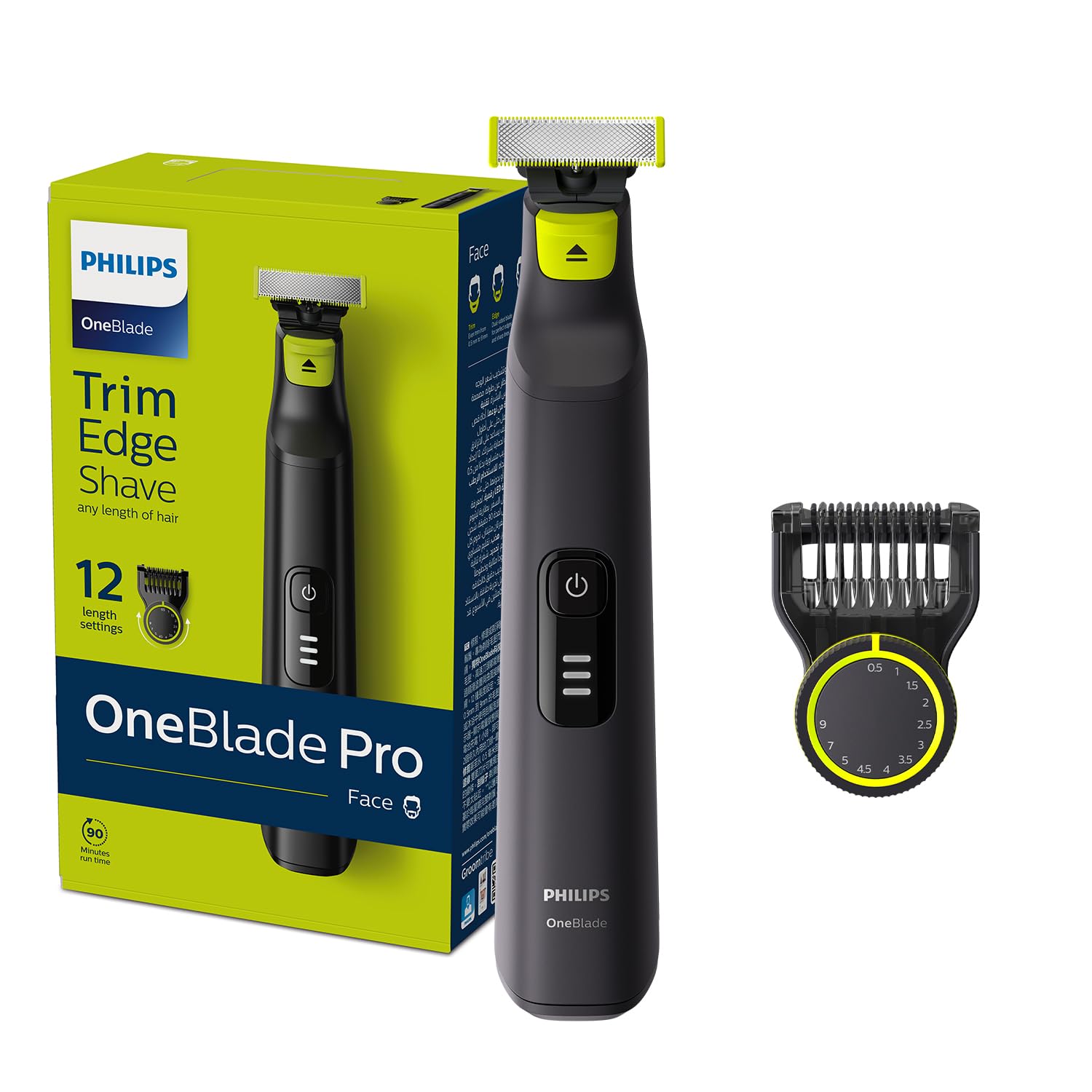Philips OneBlade Pro QP6530/23 | استفاده خشک و تر | استراحت، لبه دهی و اصلاح هر طول مو | مدل‌ کردن دقیق ۱۲ طول مو، تیغه دو رو| استفاده بی‌سیم ۹۰ دقیقه