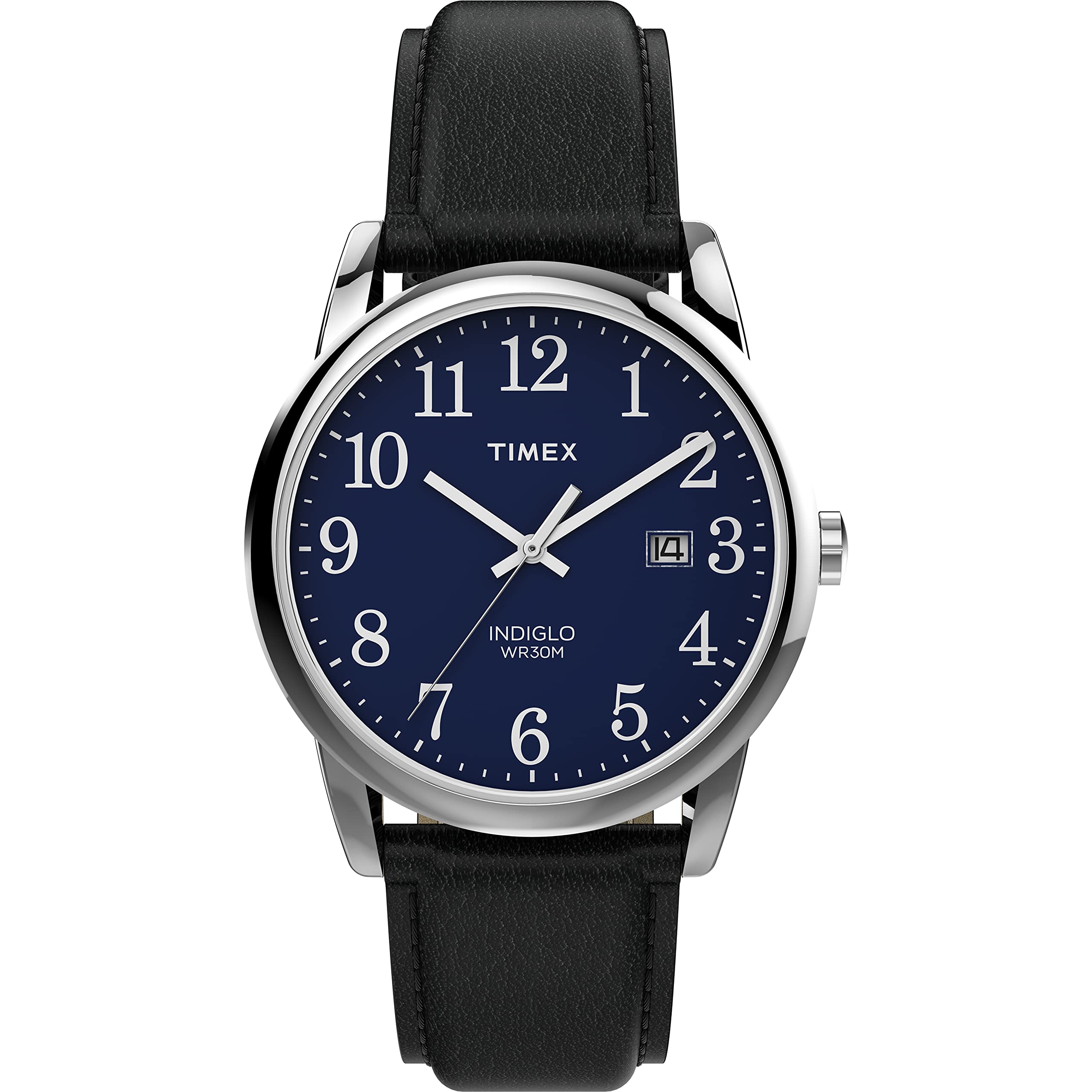 ساعت Timex Easy Reader با قطر ۳۸ میلی‌متر، رنگ مشکی/نقره‌ای/آبی/۳۸ میلی‌متر
