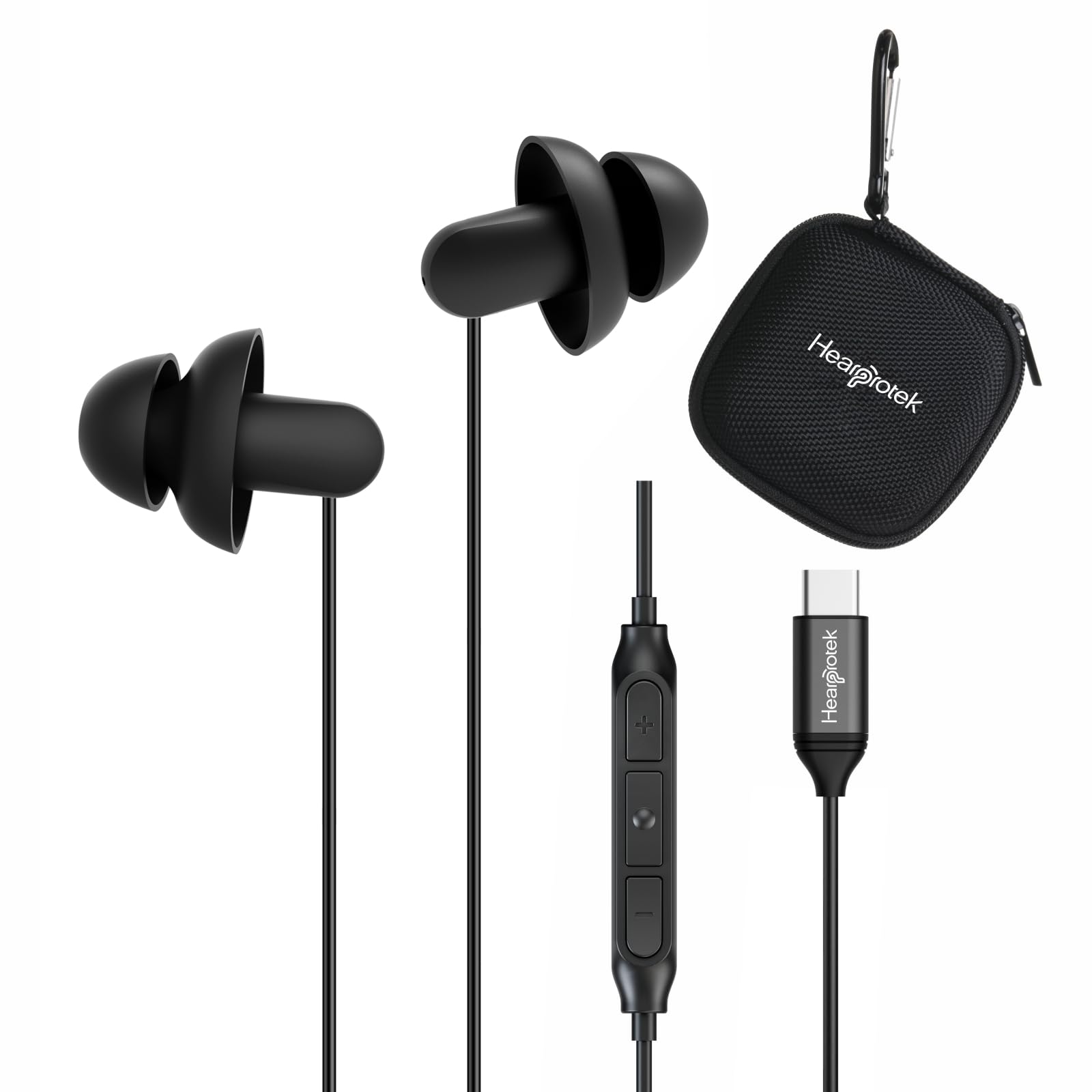 گوش‌داد، هیرپروتک [2 جفت] گوش‌دادهای خواب، هدفون USB C با میکروفون - گوش‌دادهای سیلیکونی با جداسازی صدا نوع C برای تلفن های اندروید، ایده‌آل برای خوابیدن، بغدایی، آرامش، سفرهوایی 2 عدد شارژر نوع C