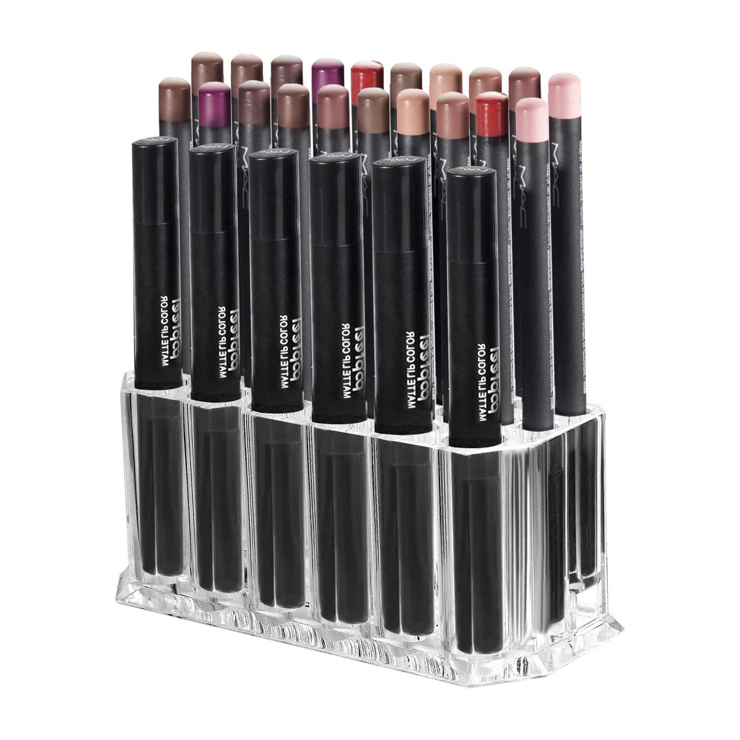 سازماندهی دهنده قلم مو، مداد لب و آرایش رژ گرم، OFRANK Clear Acrylic Makeup Eyeliner Lip Liner Holder، 26 اسلات