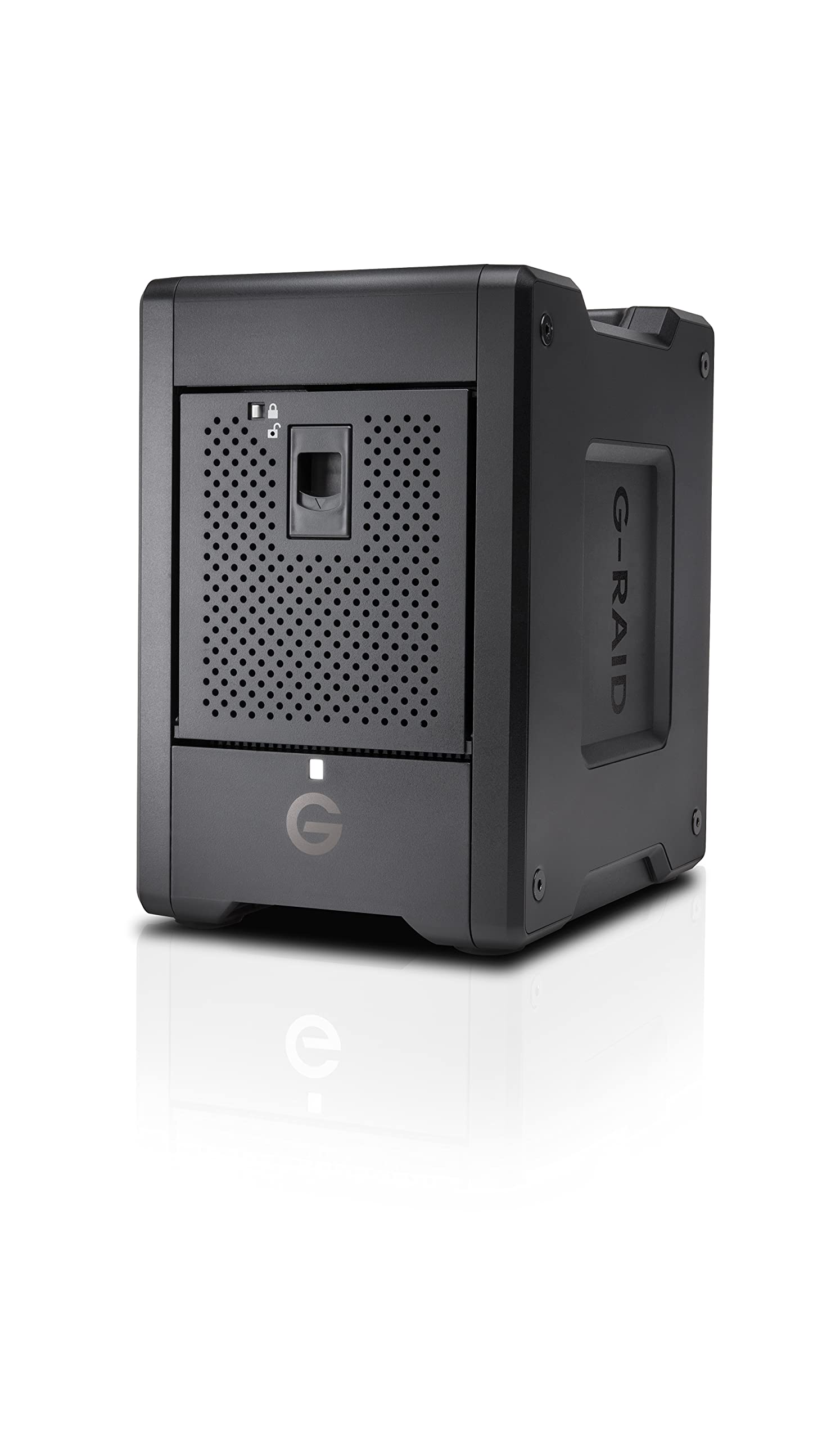 SanDisk Professional 24TB G-RAID Shuttle 4 - یک درایو هارد اکسترنال 4-بی مناسب برای شرکت‌ها، دارای ظرفیت 24 ترابایت با واسط‌های Thunderbolt 3 و USB-C مشترک، قابل حمل، تکنولوژی RAID سخت‌افزاری - مدل SDPH34H-024T-MBAAB