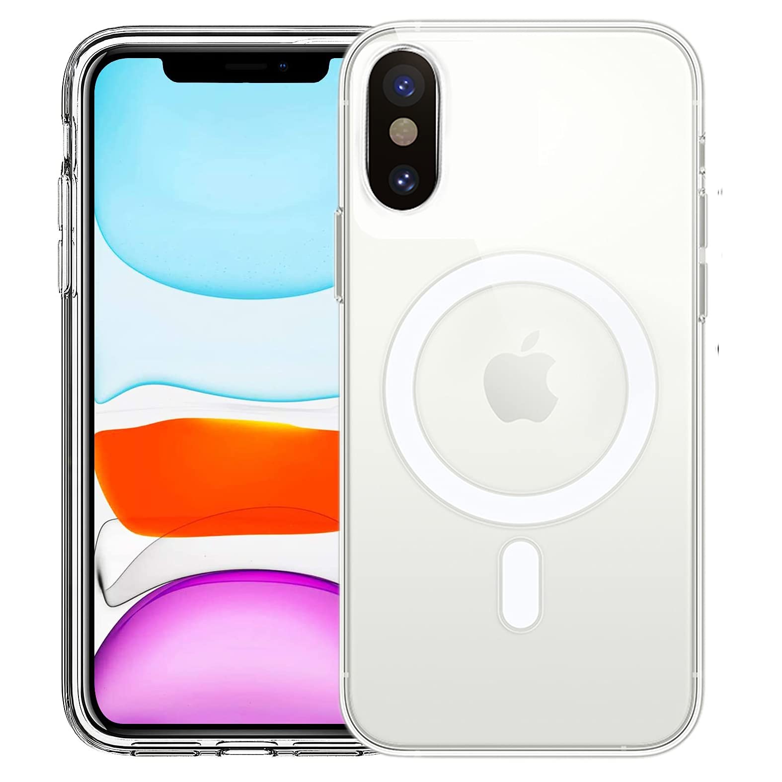 کاور مغناطیسی شفاف HVDI برای آیفون Xs Max با شارژ بی‌سیم مگ-سیف، با پوشش نرم سیلیکونی TPU، ضد ضربه و محافظ ضد زرد برای آیفون Xs Max (6.5 اینچ) مناسب و سبک