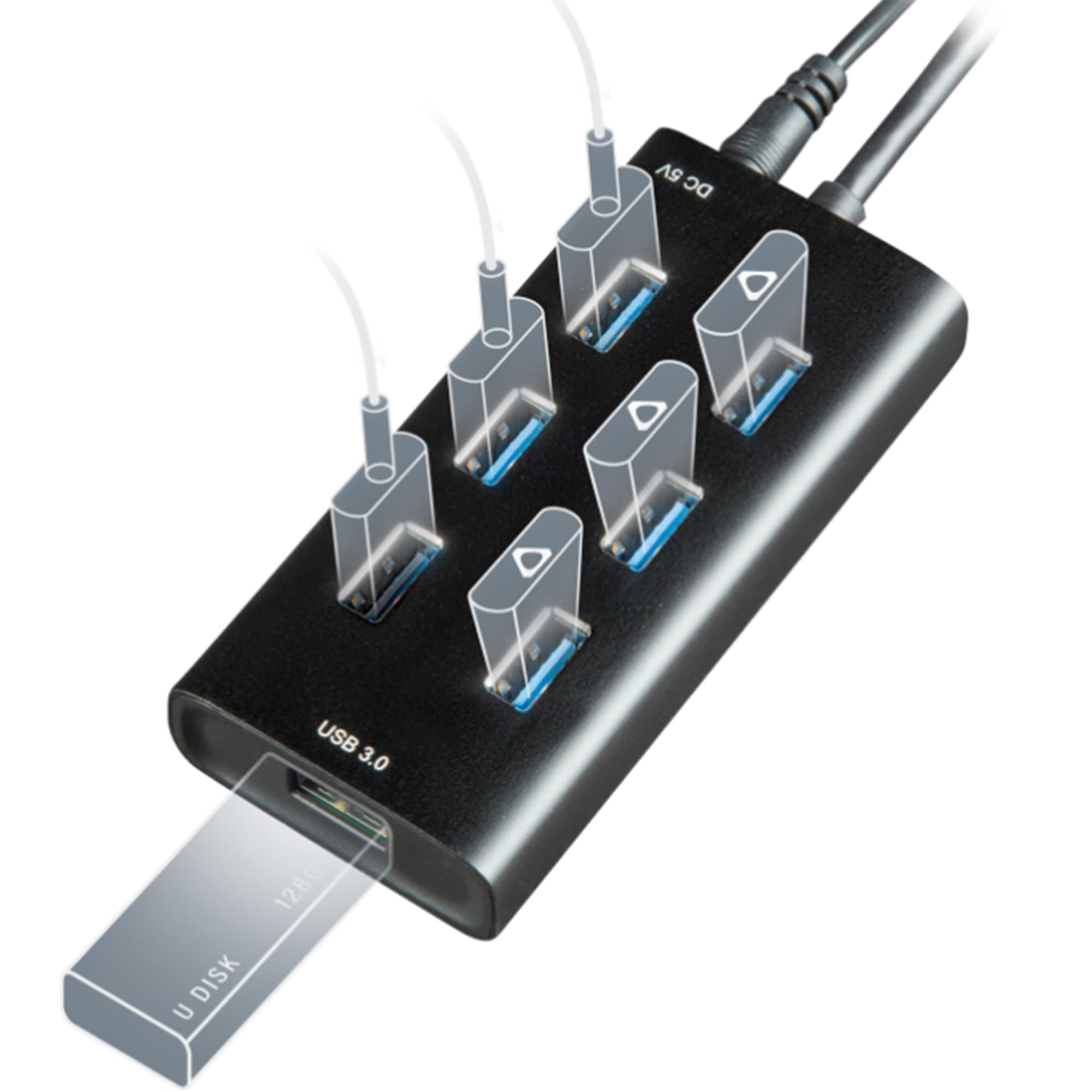 ریباف ریئلیتی ۷-پورت هاب USB برای دانگل‌های USB تراکر ویو، انتقال داده با سرعت بالای USB ۳.۰ برای کامپیوترهای رومیزی/لپتاپ