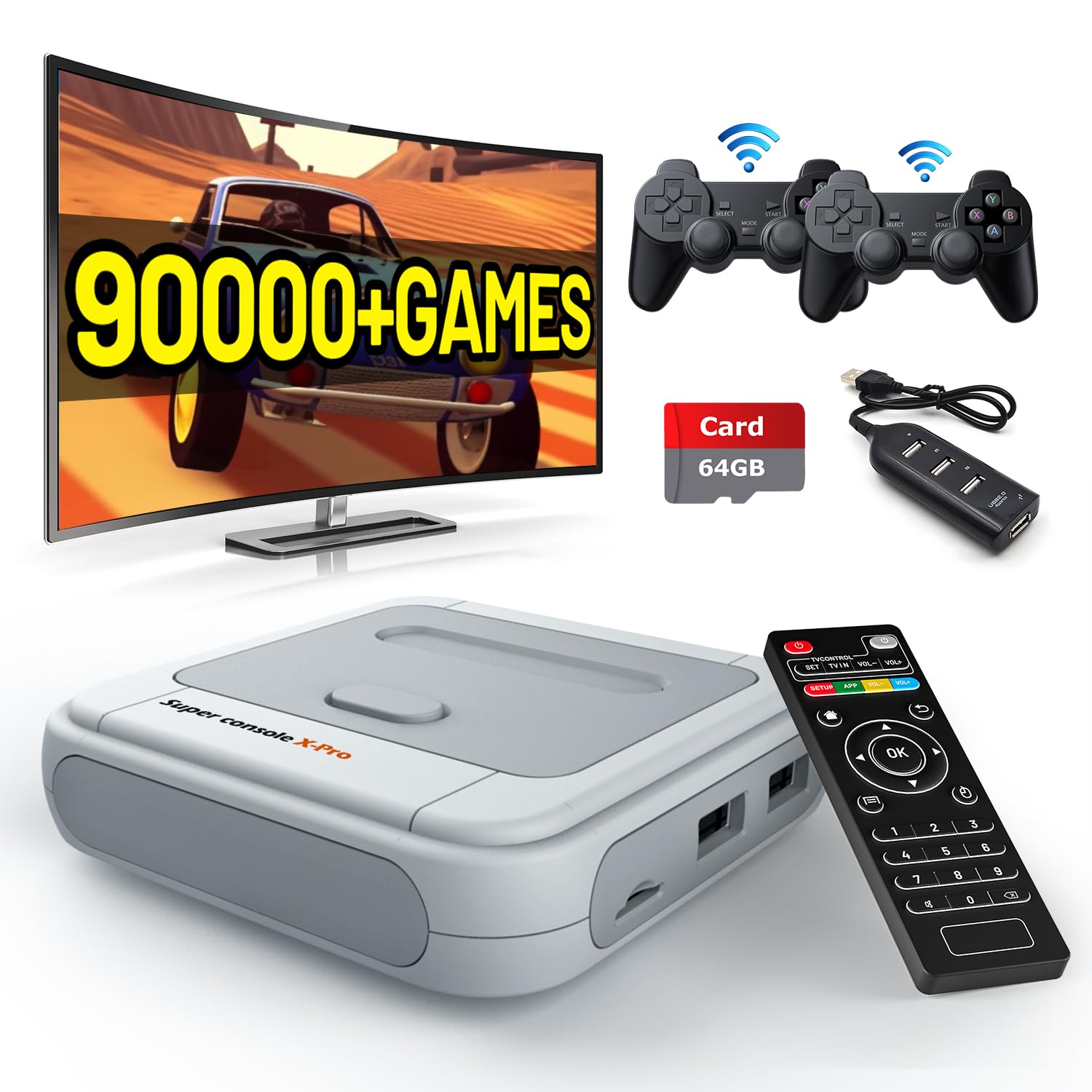 کنسول بازی رترو Kinhank، Super Console X Pro با بیش از 33.000 بازی ویدیویی، سیستم های بازی کلاسیک مینی برای تلویزیون، پلاگ و پلی، سازگار با PS1/PSP/DC/MAME و غیره، پشتیبانی از خروجی 4K HD/AV