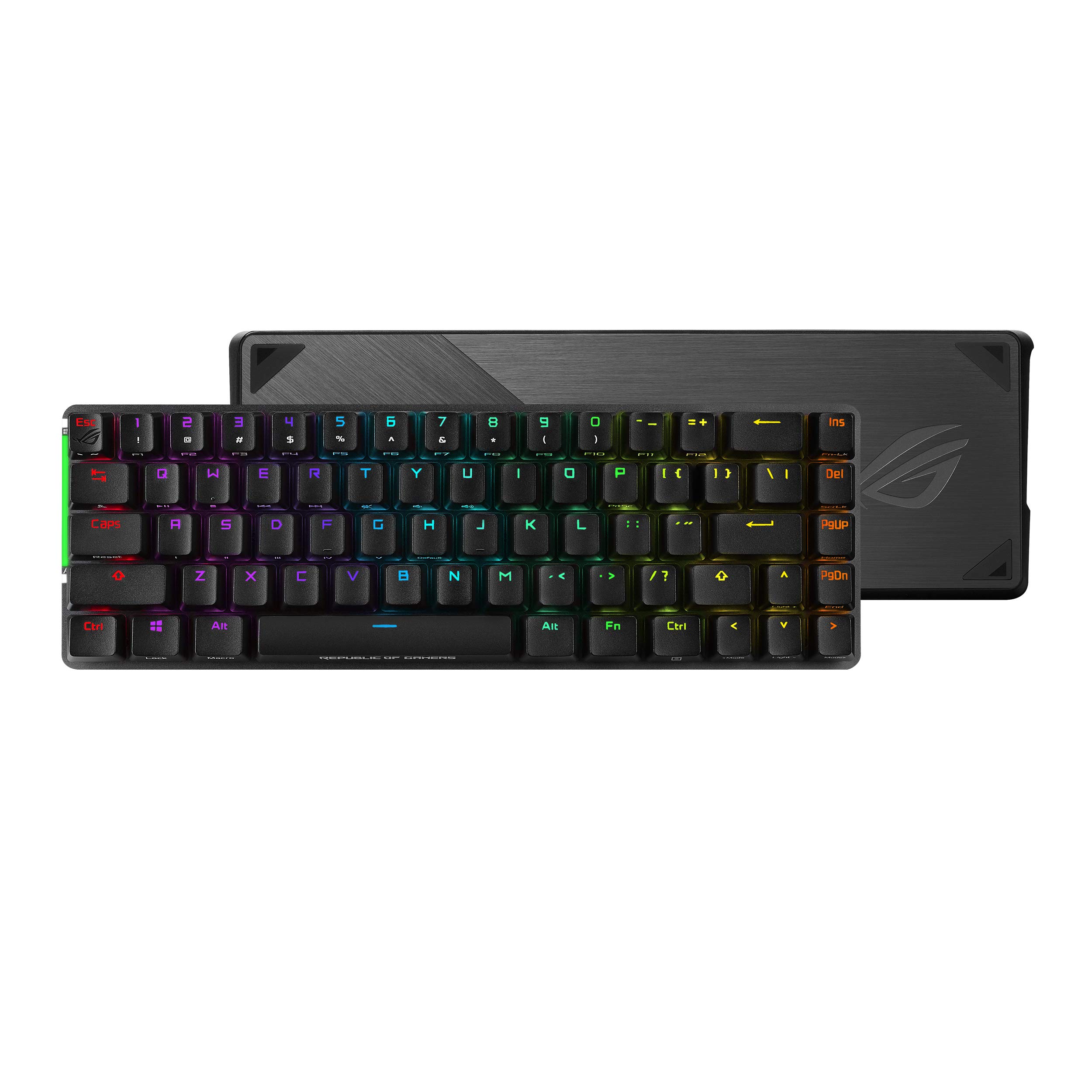 کیبرد بازی مکانیکی بی‌سیم ASUS ROG Falchion به همراه 68 کلید، نورپردازی بی‌سیم Aura Sync، صفحه لمسی تعاملی، سوییچ‌های Cherry MX و عمر باتری تا 450 ساعته رنگ سیاه