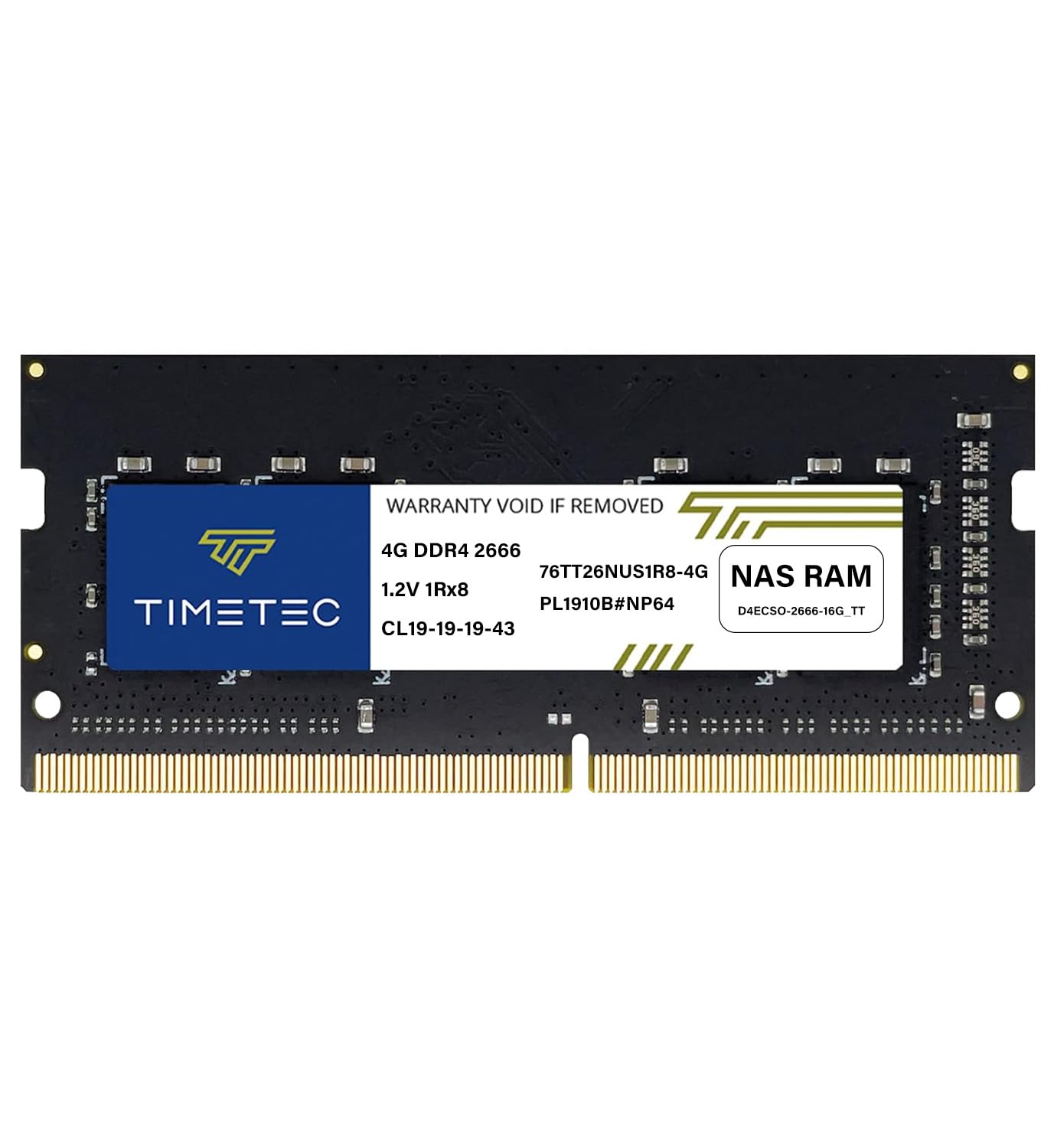 Timetec DDR4-2666 4GB جایگزین برای Synology D4NESO-2666-4G غیر-ECC و Unbuffered SODIMM (سازگار برای RS820RP+، RS820+، DS920+، DS720+، DS420+، DS220+، DS2419+، DS2419+II، DS1819+، DVA3219، DS1618+) 2666MHz 4GB