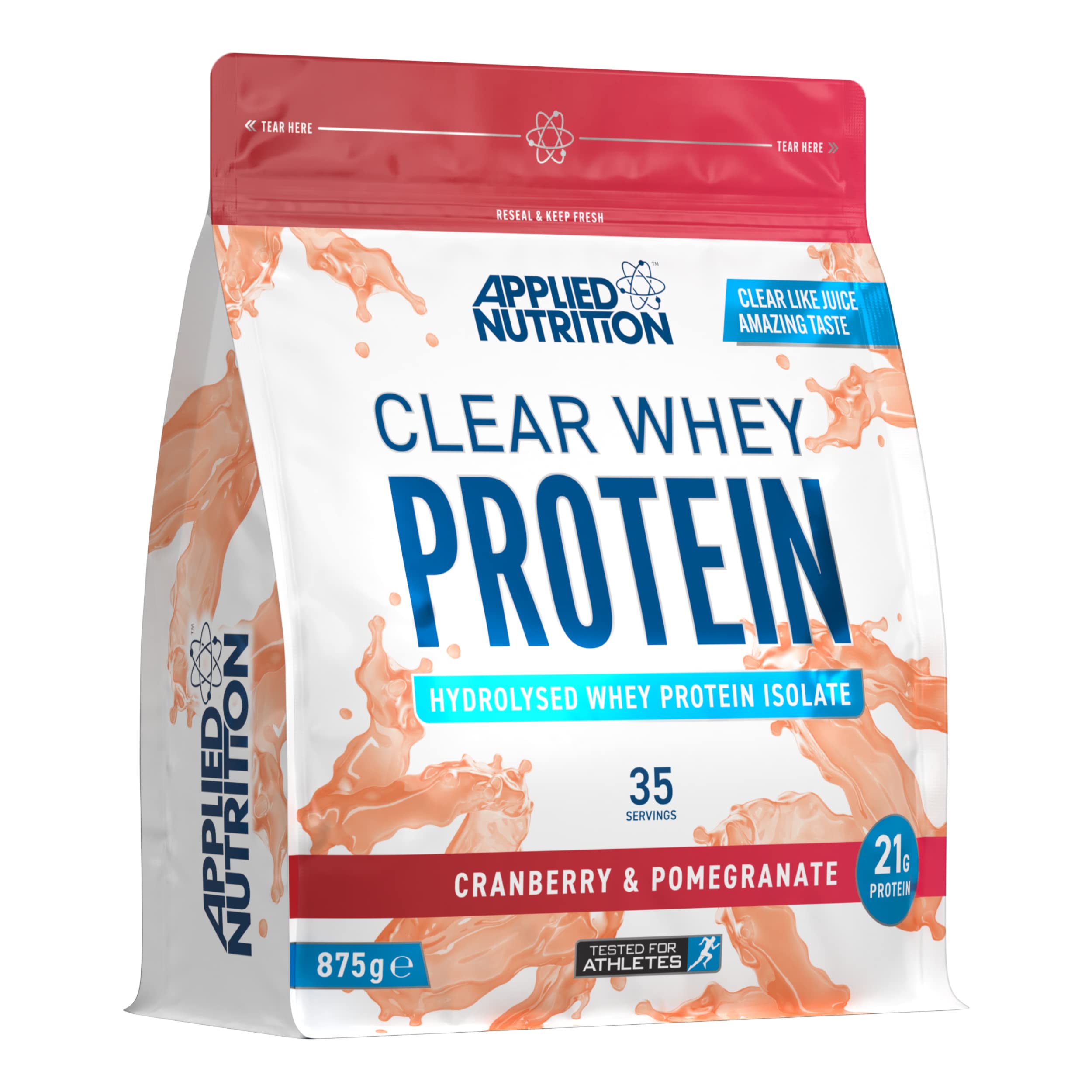 Applied Nutrition Clear Whey Isolate - Whey Protein Isolate, Refreshing High Protein Powder, Fruit Juice Style Flavours (Cranberry & Pomegranate) (875g - 35 Servings) Cranberry & Pomegranate 35 Servings