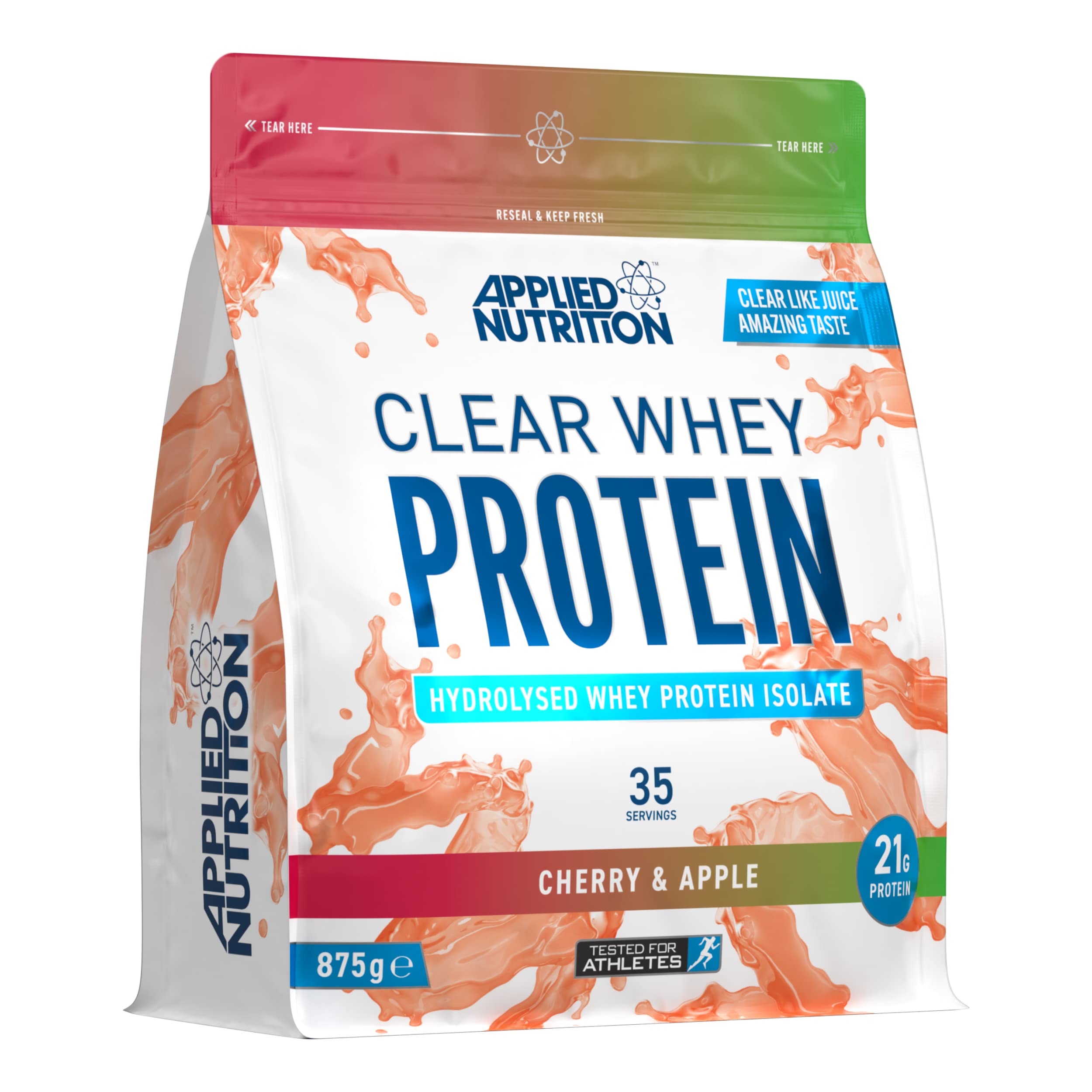 پودر پروتئین گیاهی ایزوله پروتئین وی Clear Whey Isolate - طعم میوه‌های آبنبات (گیلاس و سیب) با پروتئین بالا، مناسب برای تقویت عضلات (875 گرم - 35 پرسرویس)، 35 پرسرویس گیلاس و سیب