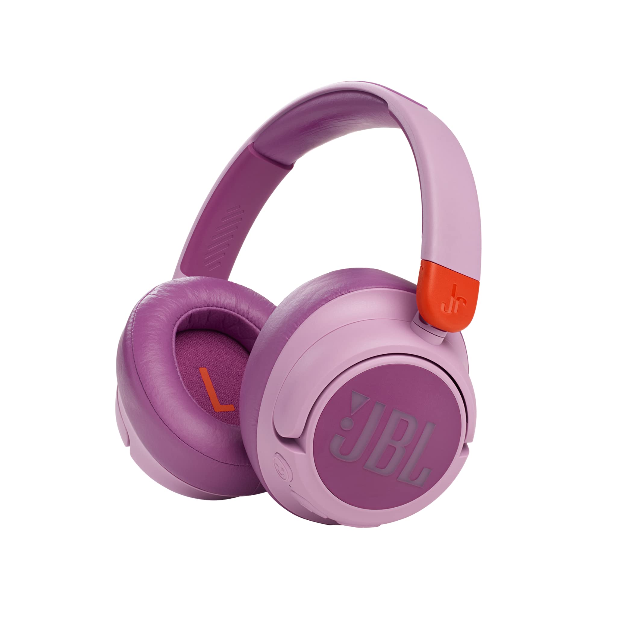 هدفون بی‌سیم JBL JR460NC با قابلیت کاهش نویز بر روی گوش کودکان، دارای میکروفون داخلی، باتری 20 ساعته، طراحی شده برای کودکان، کابل صوتی قابل جداشدن - رنگ صورتی، JBLJR460NCPIK JR460NC صورتی
