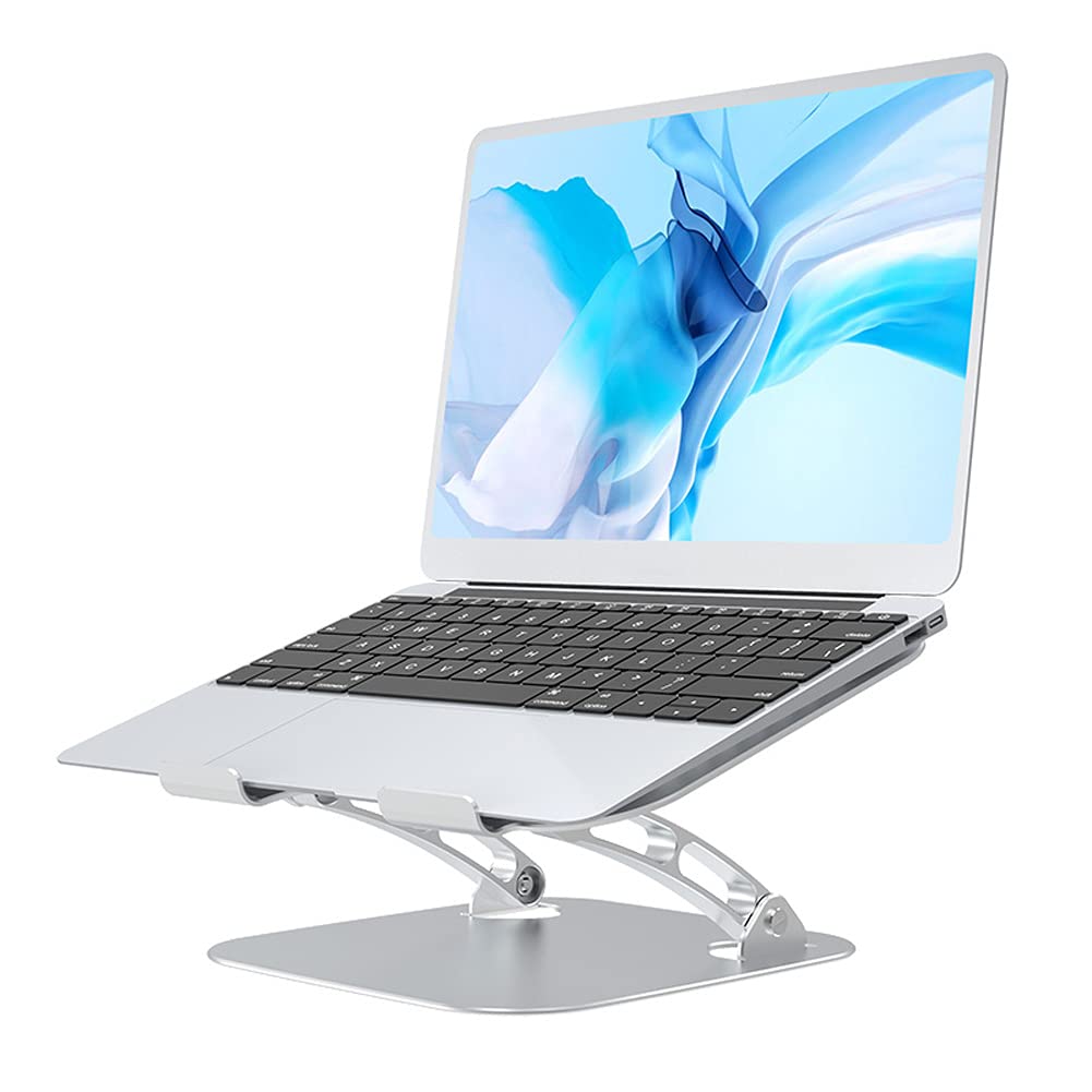 OLIGE Laptop Stand, قابل تنظیم برای ارتفاع و زاویه، سازگار با MacBook، Air، Pro، Dell XPS، Samsung، Alienware همه لپ تاپ‌ها 11-17 اینچ، تا حداکثر 44 پوند وزن را پشتیبانی می‌کند-نقره‌ای