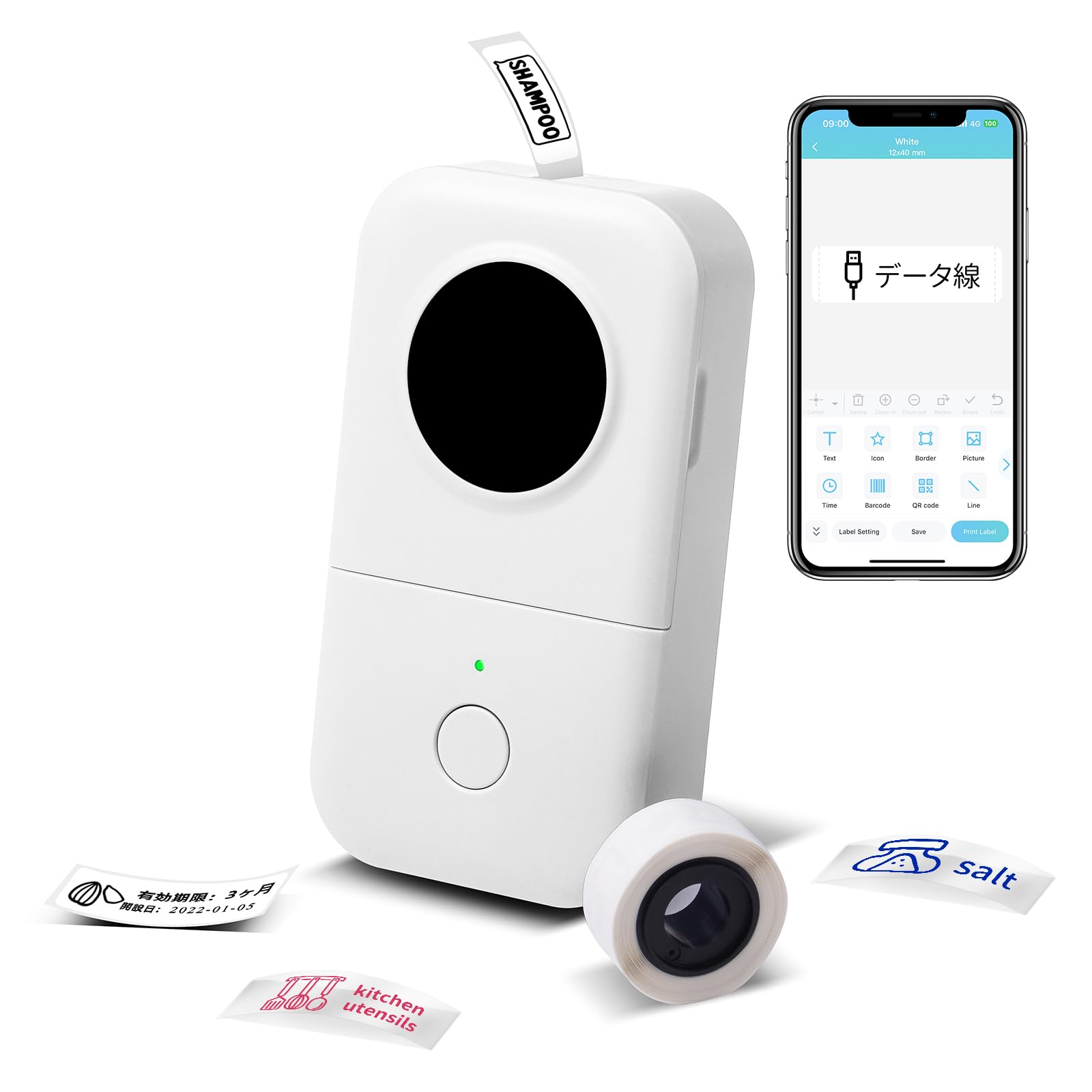 ماشین ساز *لیبل* Phomemo با نوار-چاپگر لیبل مینی قابل حمل بلوتوثی Phomemo D30 ، برچسب‌زن برای سازماندهی منزل و دفتر، برای اندروید و آی‌اواس، هدیه برای مردان و زنان، لوازم مدرسه جالب، شارژ از طریق USB دستگاه سازنده لیبل سفید D30
