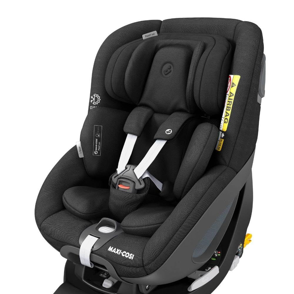 صندلی خودروی نوزاد Maxi-Cosi Pearl 360 i-Size، صندلی خودروی ۳۶۰ درجه چرخان، محافظت از ضربه‌های جانبی G-CELL، چرخش با یک دست، ClimaFlow، ۰-۴ سال، مشکی اصیل، ضمانت ۲ ساله