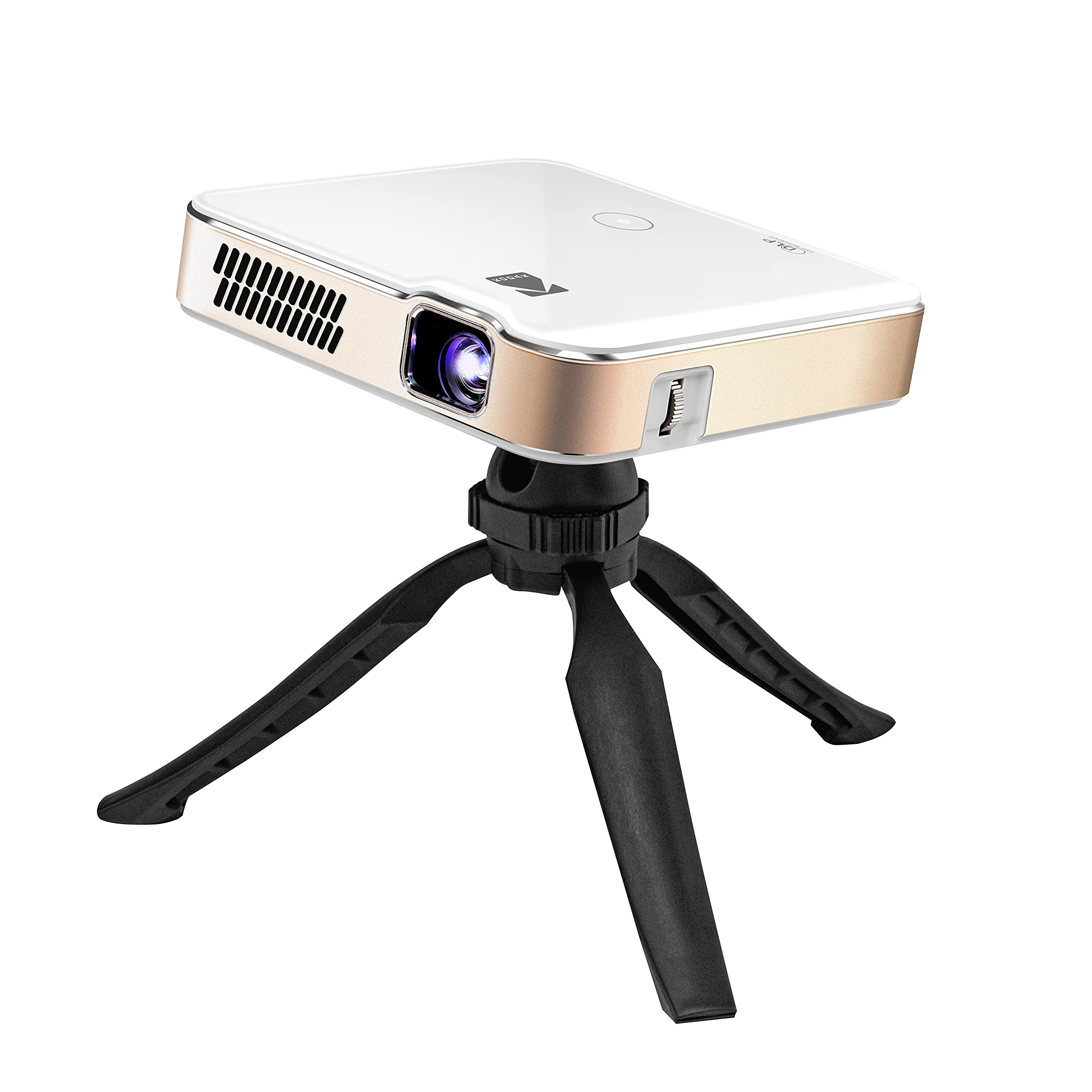 پرژکتور هوشمند قابل حمل KODAK Luma 400 با کیفیت تصویر بالا، قابلیت Wi-Fi، بلوتوث، HDMI و USB، سیستم تئاتر خانگی کوچک، سفید، RODPJS400،