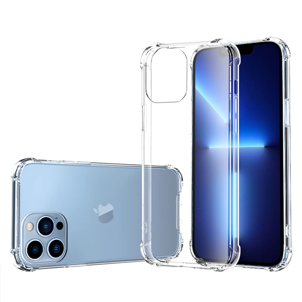 Melomon Crystal Clear Case for iPhone 13 Pro Max(6.7"), Premium Ultra Slim Flexible Transparent Case, Shockproof with Hard PC Back and Air Cushion, Corner Protection and Raised Edges