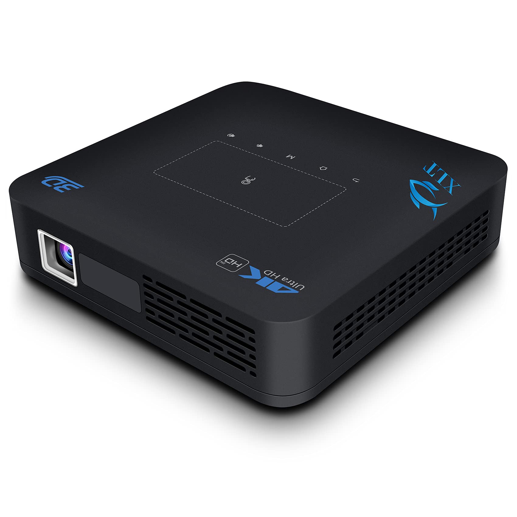 پروژکتور قابل حمل کوچک XLT با لنز فناوری آلمانی 4k، پشتیبانی از وای فای ویدیو بلوتوث DLP پروژکتور HD، پشتیبانی از اندروید 9.0 HDMI USB کارت TF برای سینمای خانگی، نمایش بی‌سیم برای آیفون پروژکتور خانگی