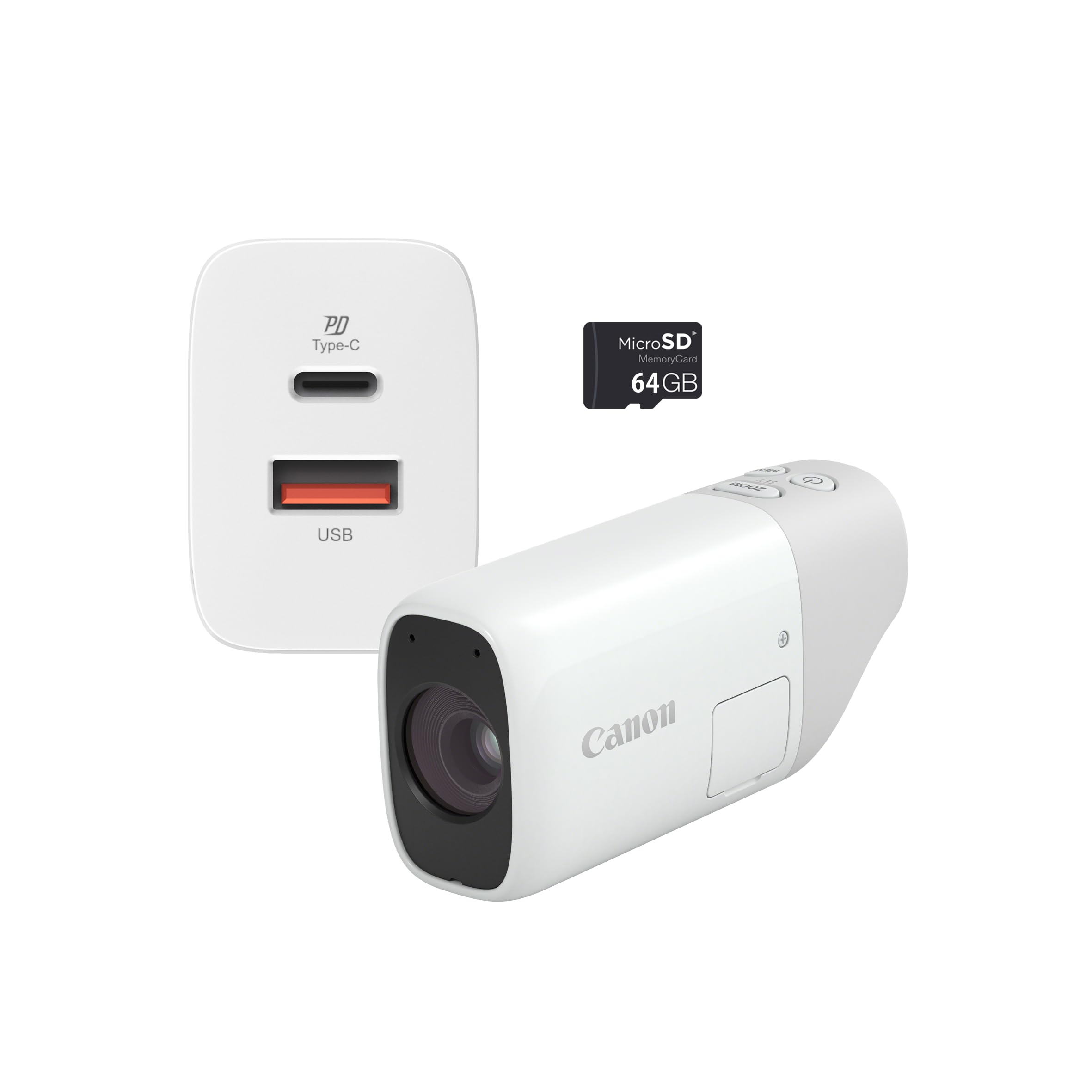 دوربین دیجیتال تک چشمی جیبی Canon PowerShot ZOOM - نزدیک شوید، سپس نزدیک‌تر با زوم 3-گامی، طراحی سبک، عکس‌های ۱۲ مگاپیکسل، ویدیوی HD، دوربین USB-C، استفاده در فضای باز - اتصال Wi-Fi و بلوتوث دوربین PowerShot Zoom Essential Kit - شامل کارت microSD + شارژر برق