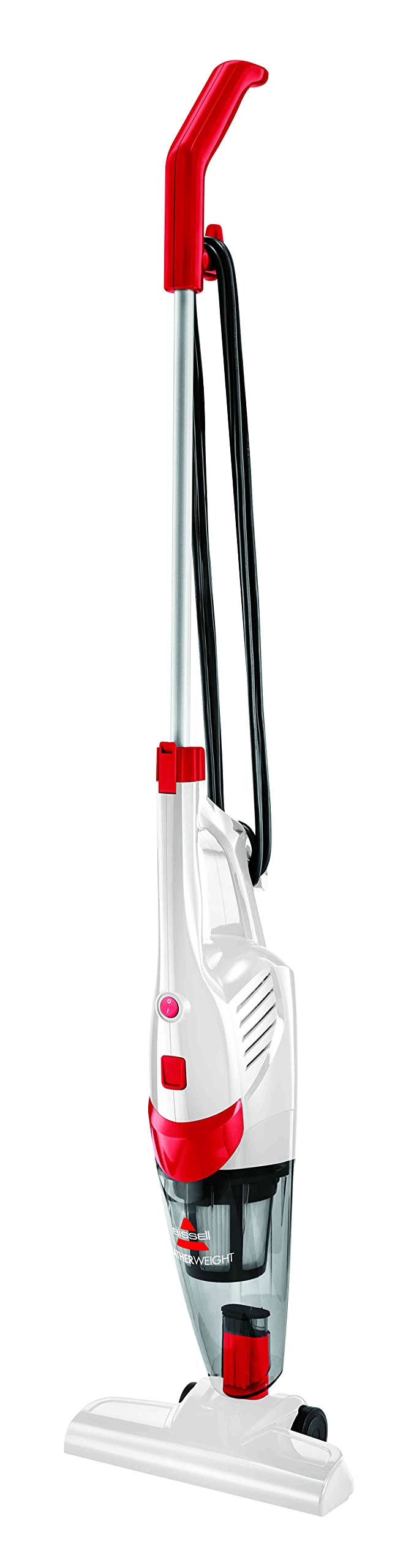 جاروبرقی ایستاده 2 در 1 BISSELL Featherweight 2024C - قدرت مکنده 450 وات، تبدیل به دستی، ظرفیت 0.5 لیتر، مناسب برای کف‌های سخت و موها | گارانتی 2 ساله BISSELL قرمز / سفید