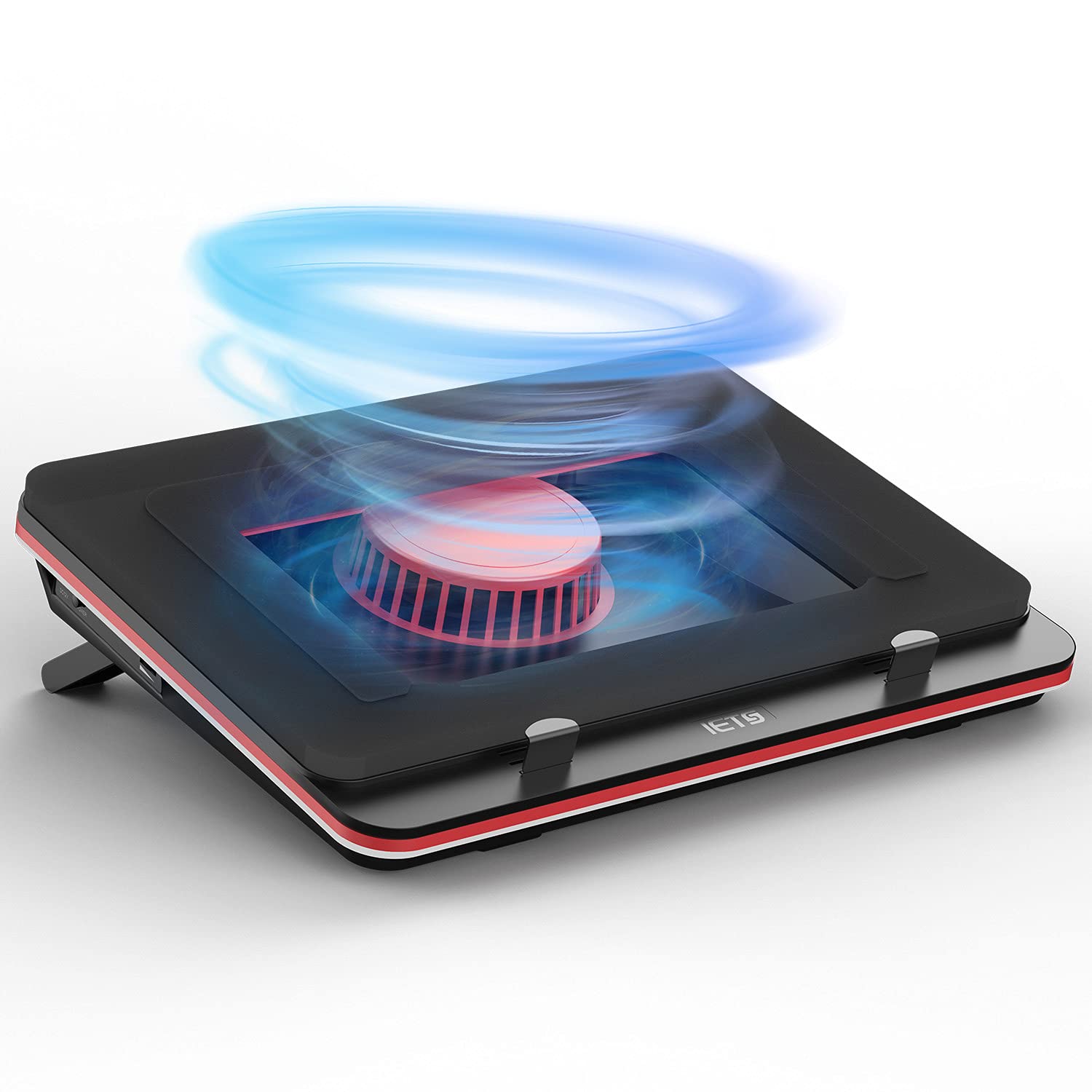 میز خنک کننده لپ تاپ قدرتمند توربو فن IETS GT500 (5000 دور در دقیقه) با سرعت متغیر بی پایان، اسفنج سیل برای سرد شدن سریع لپ تاپ‌های گیمینگ، خنک کننده لپ تاپ 13-17.3 اینچی با Hub USB سه پورت V1(Hub)