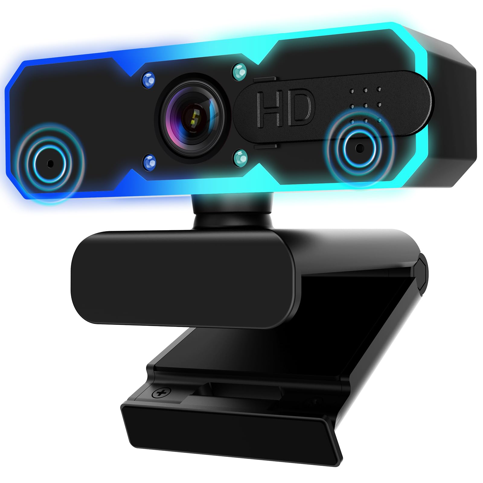 دوربین استریمینگ NBPOWER 1080P 60FPS با میکروفون و چراغ RGB پرکاربرد، ویژگی‌های فوکوس خودکار، قابل استفاده با لپتاپ/رایانه شخصی دسکتاپ/ویندوز/مک او‌اس/رایانه شخصی برای دوربین