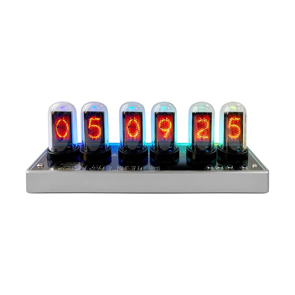لونی‌آبی سبک نیکسی واچ DIY RGB واچ عددی با صفحه نمایش LCD 6 رقمی تزئینات بازی نور سایبرپانک جعبه هدیه رنگ نقره‌ای