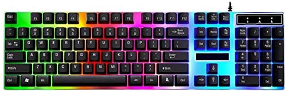 کیبورد مکانیکی با سیم eWINNER G21 USB با نور پس زمینه رنگارنگ LED، ضدآب برای بازی کامپیوتری PC (سیاه)