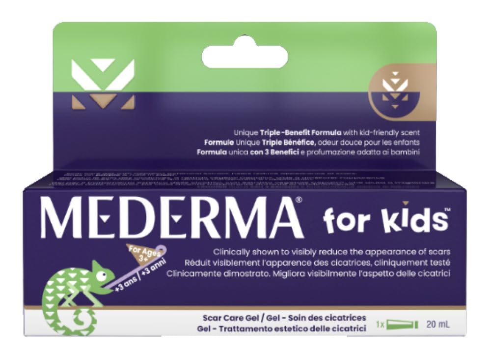 Mederma for Kids - کرم مراقبت از زخم‌ها - بنفش می‌شود و پس از مالیدن شفاف می‌شود - بوی خوشایند برای کودکان - 20 میلی‌لیتر (بسته‌ی ۱ عدد)