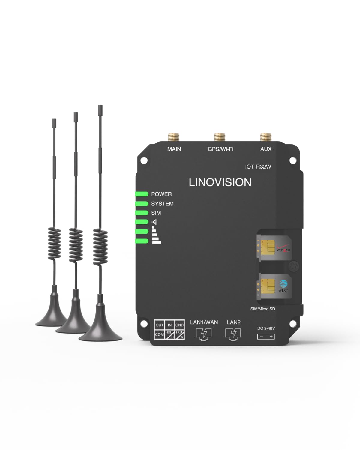 رابطه 4G LTE صنعتی LINOVISION غیرقفل شده، پشتیبانی از WiFi، دو سیم‌کارت، RS485 و DI/DO، دسترسی ایمن به VPN، مدیریت ابری، روتر سلولی برای برنامه‌های M2M/IOT، اترنت، مشکی