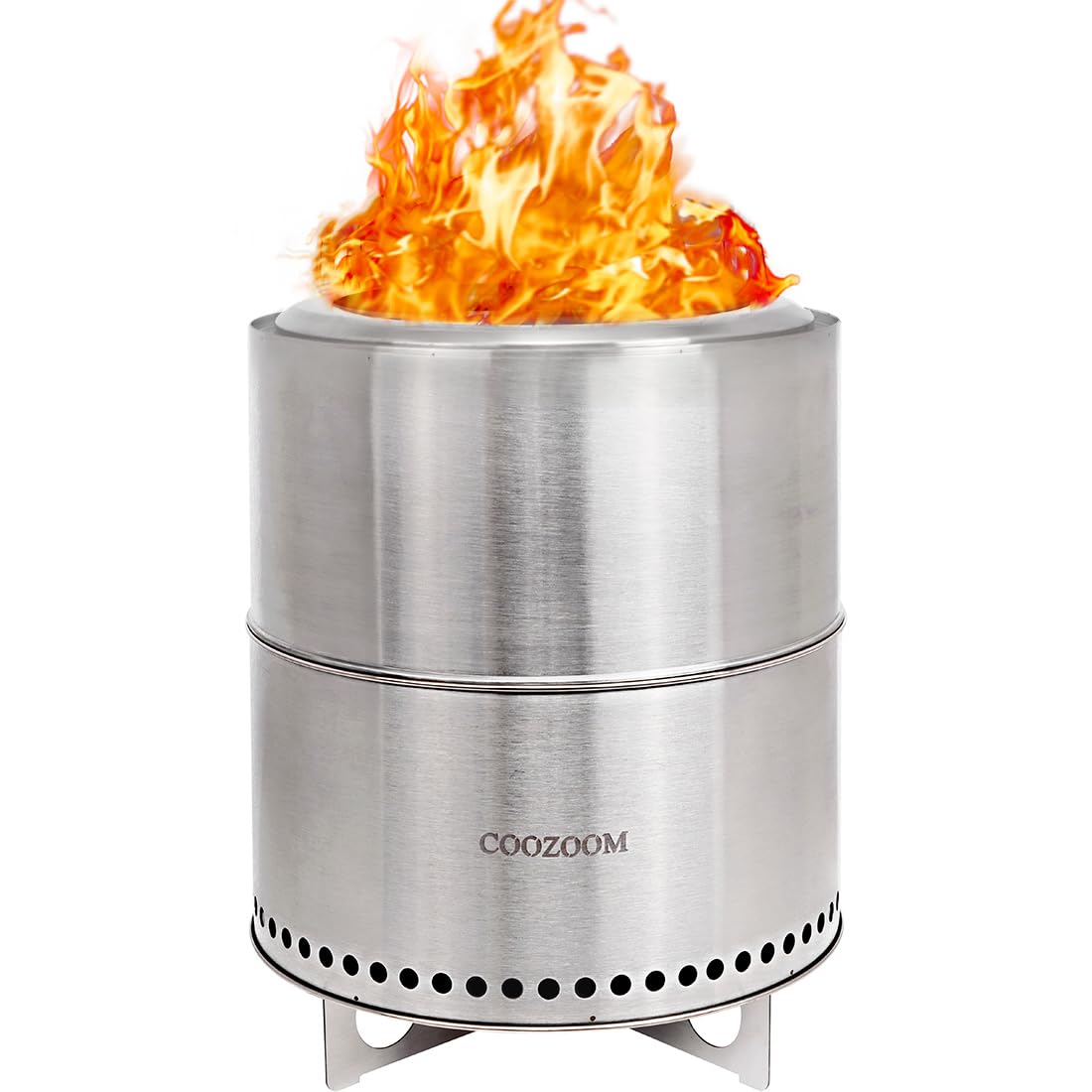 COOZOOM 15 اینچ حفره آتش بزرگ بدون دود با استند قابل حمل استیل ضد زنگ برای فضای باز برای بیرون از پاتیو کمپینگ با کیس حمل و نقل 15 اینچ استیل ضد زنگ