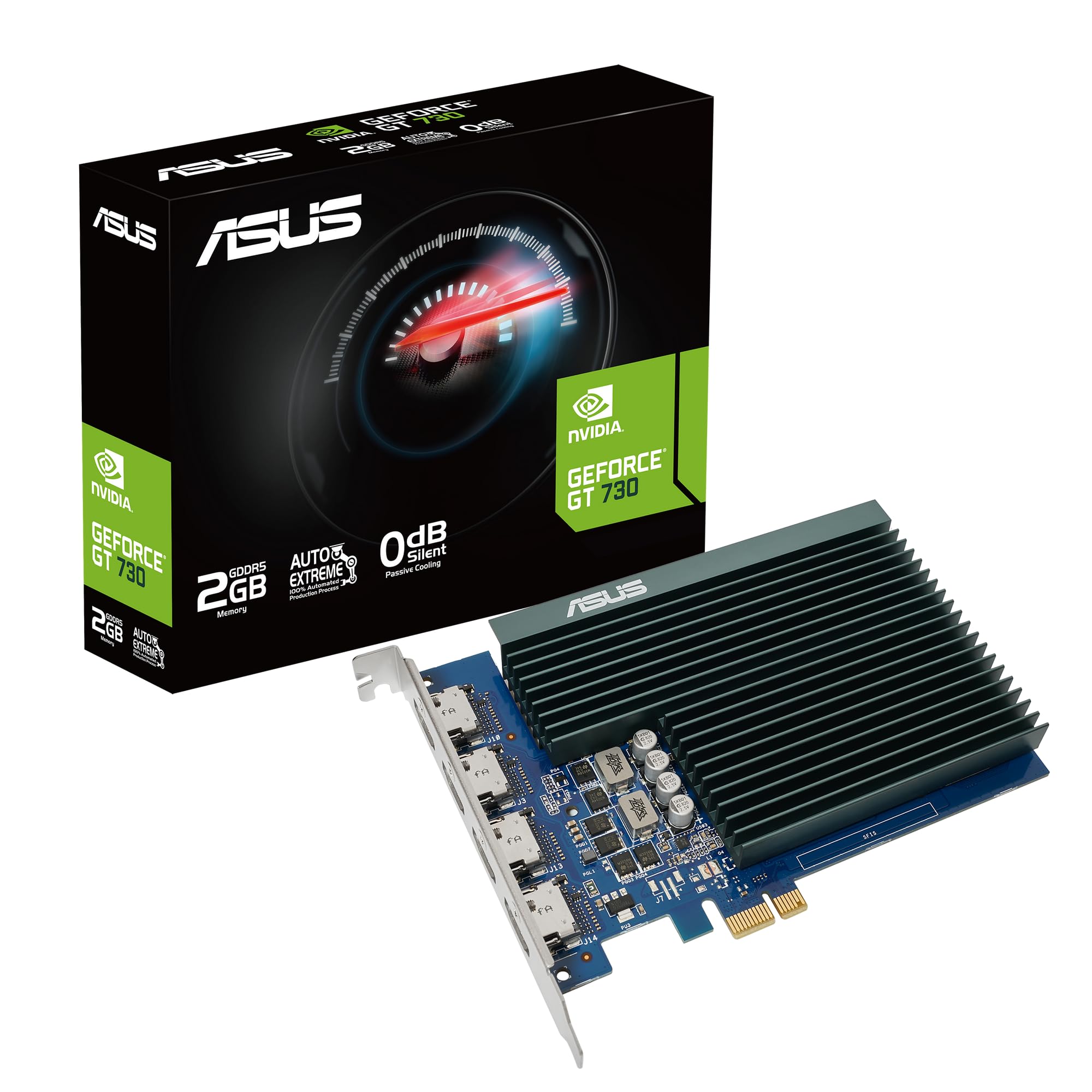 ايسوس گرافيك Asus GT7304HSL2GD5 NVIDIA 2 گيگابايت جيفورس GT 730 GDDR5 PCI Express 2.0 فركانس پردازنده 902 مگاهرتز تعداد پورت‌هاي HDMI 4 سرعت ساعت حافظه 5010 مگاهرتز GT730 4 X HDMI نمايش كم‌ارتفاع