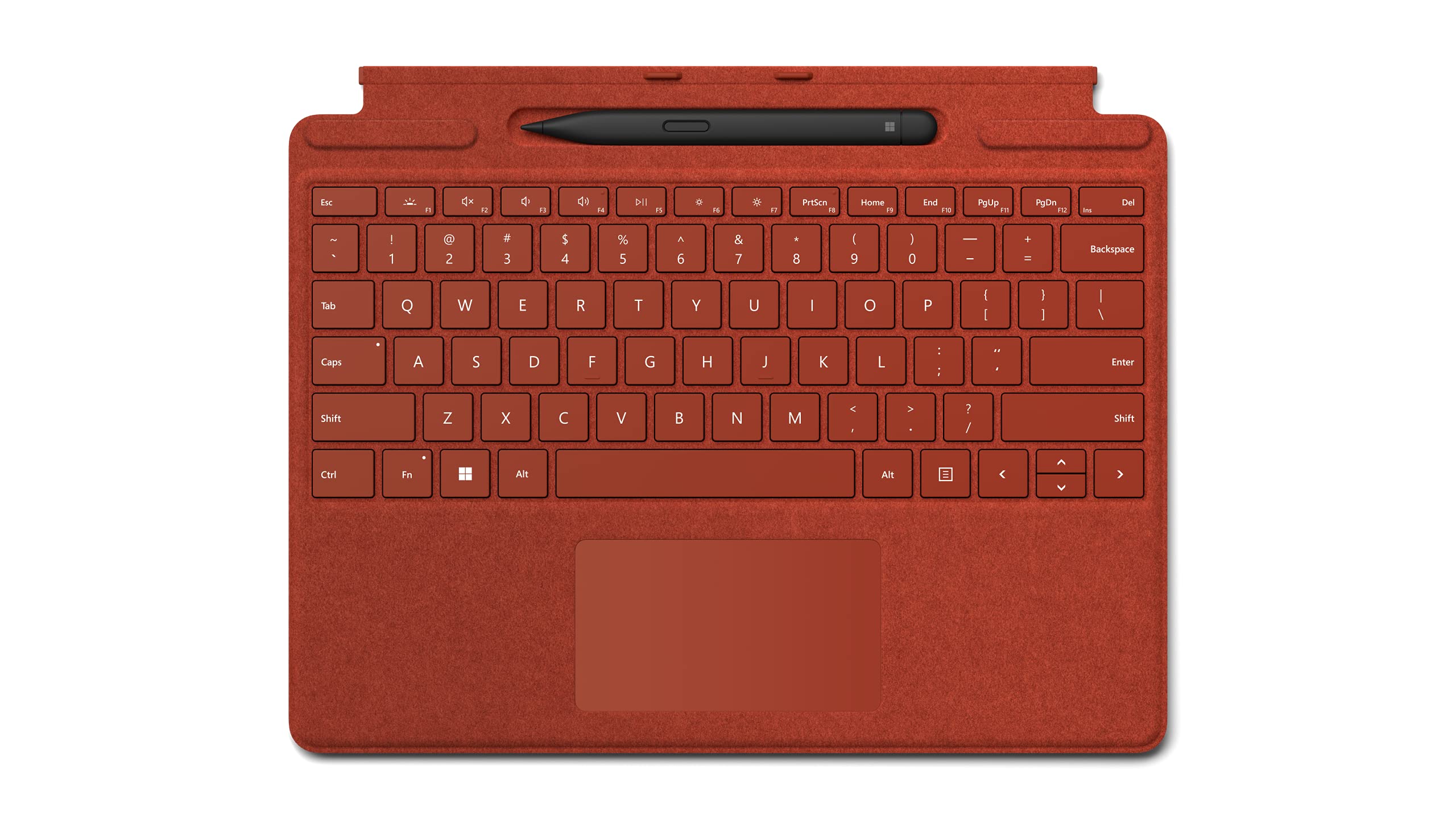 کیبورد امضایی Microsoft Surface Pro (قرمز پاپی) به همراه Slim Pen 2 | سازگار با Surface Pro (نسخه یازدهم)، Surface Pro 9 و Surface Pro 8 - کیبورد قرمز پاپی + قلم تک‌تکی