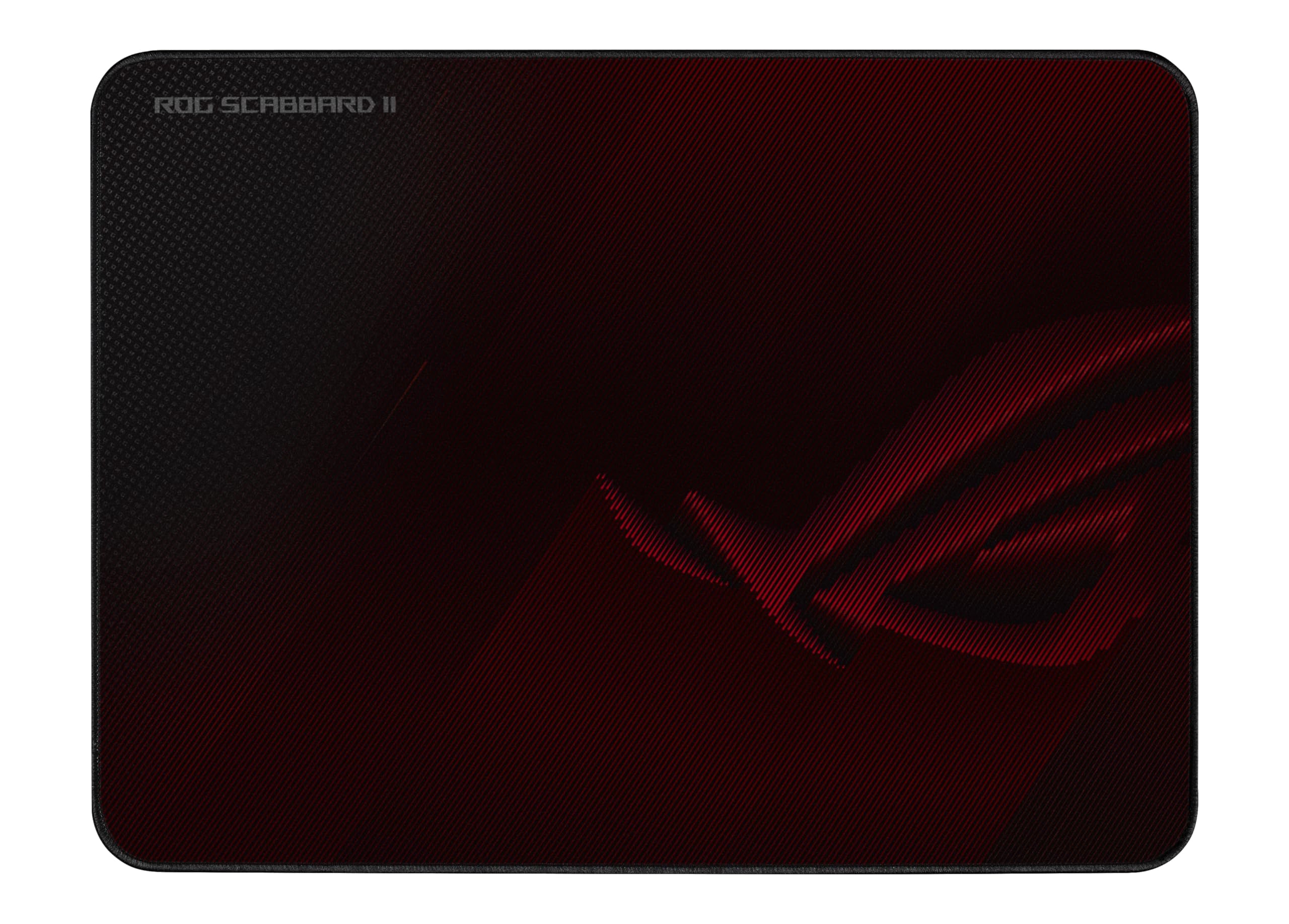 موس پد بازی ASUS ROG Scabbard II (پوشش نانو محافظ برای سطحی ضد آب، روغن و گرد و خاک، با لبه های مخطط ضد پارگی و پایه لاستیکی ضد لغزش) ابعاد ۱۴.۲ اینچ در ۱۰.۲ اینچ رنگ مشکی