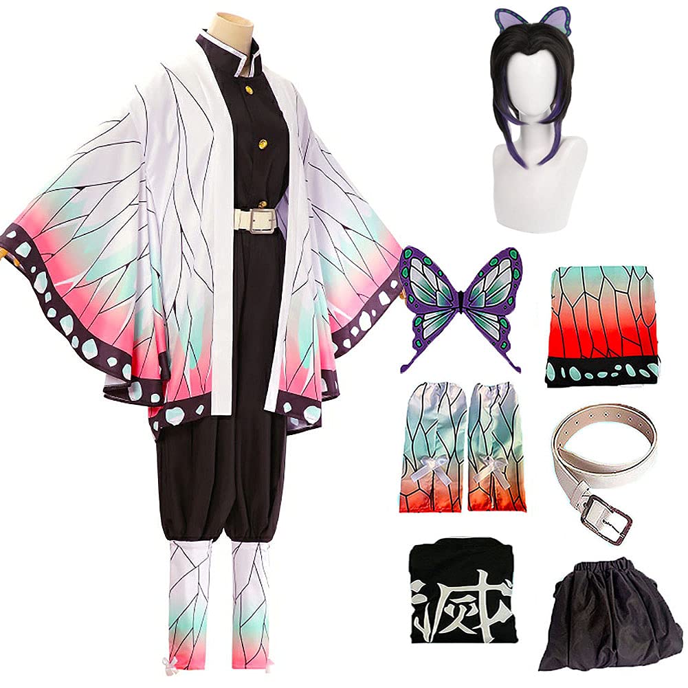 لباس کوسپلی کچو کوچو Tkieio Kochou Cosplay Costume، لباس کوسپلی کیمونو کوچو Outfit، کاپشن کوسپلی لباس یونیفرم کامل همراه با موی بنفش (مو) سایز XXL