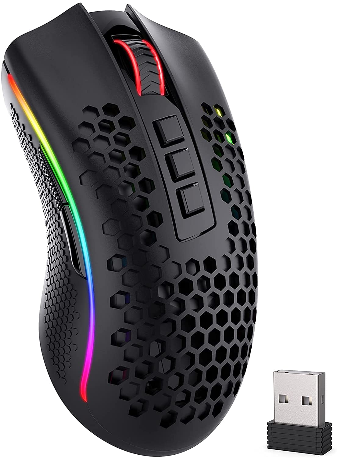 ماوس بازی بی‌سیم Redragon M808 Storm Pro، فرم عسلی هونی‌کامب - 16,000 نقطه‌برای اینچ (DPI)