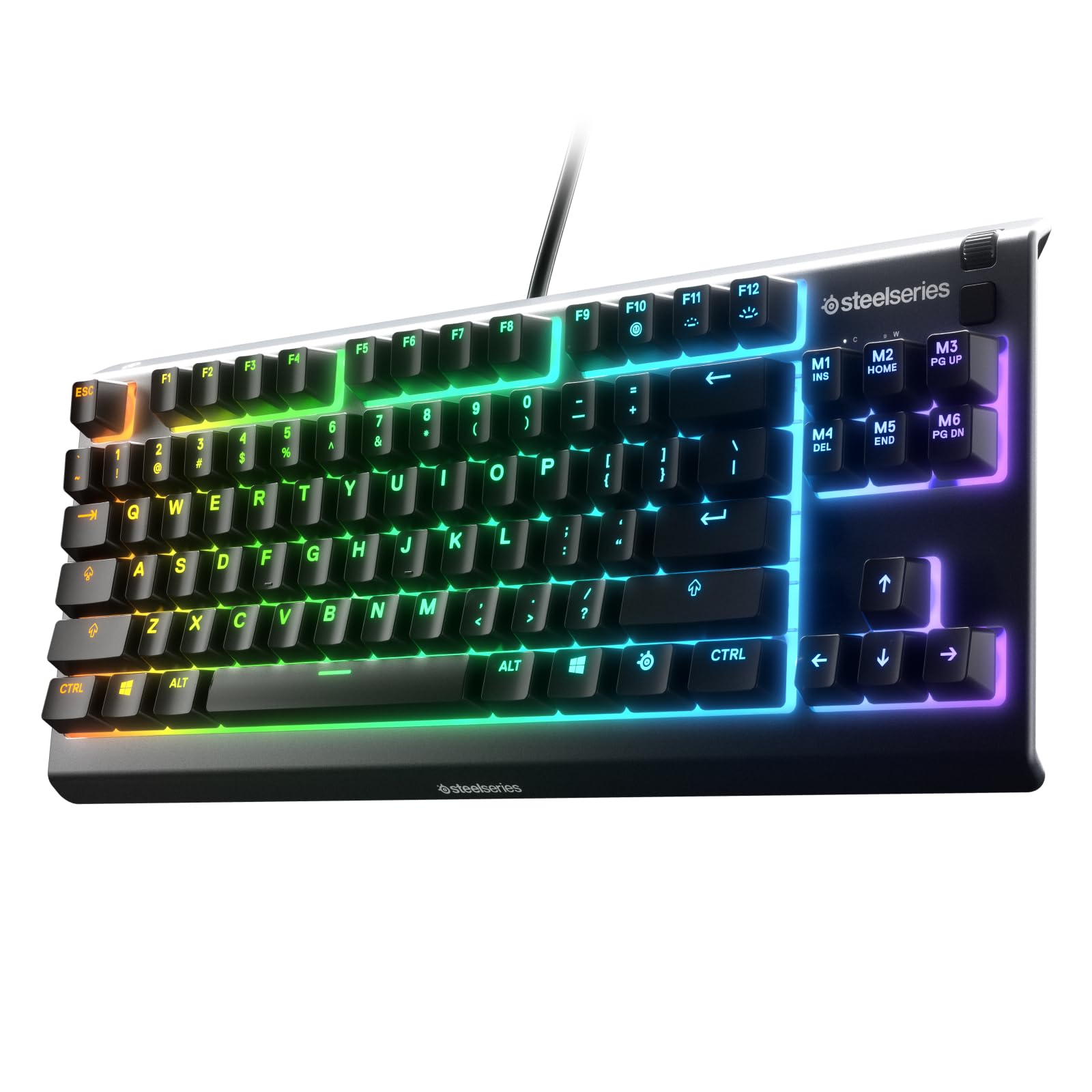 SteelSeries Apex 3 TKL RGB Gaming Keyboard یک صفحه کلید بازی Tenkeyless فشرده با فاکتور فرم کامپکت 8 ناحیه روشنایی RGB درجه IP32 ضد آب و گرد و خاک Whisper Quiet Gaming Switch Gaming Grade Anti Ghosting، مشکی، 12167 Apex 3 TKL معاصر