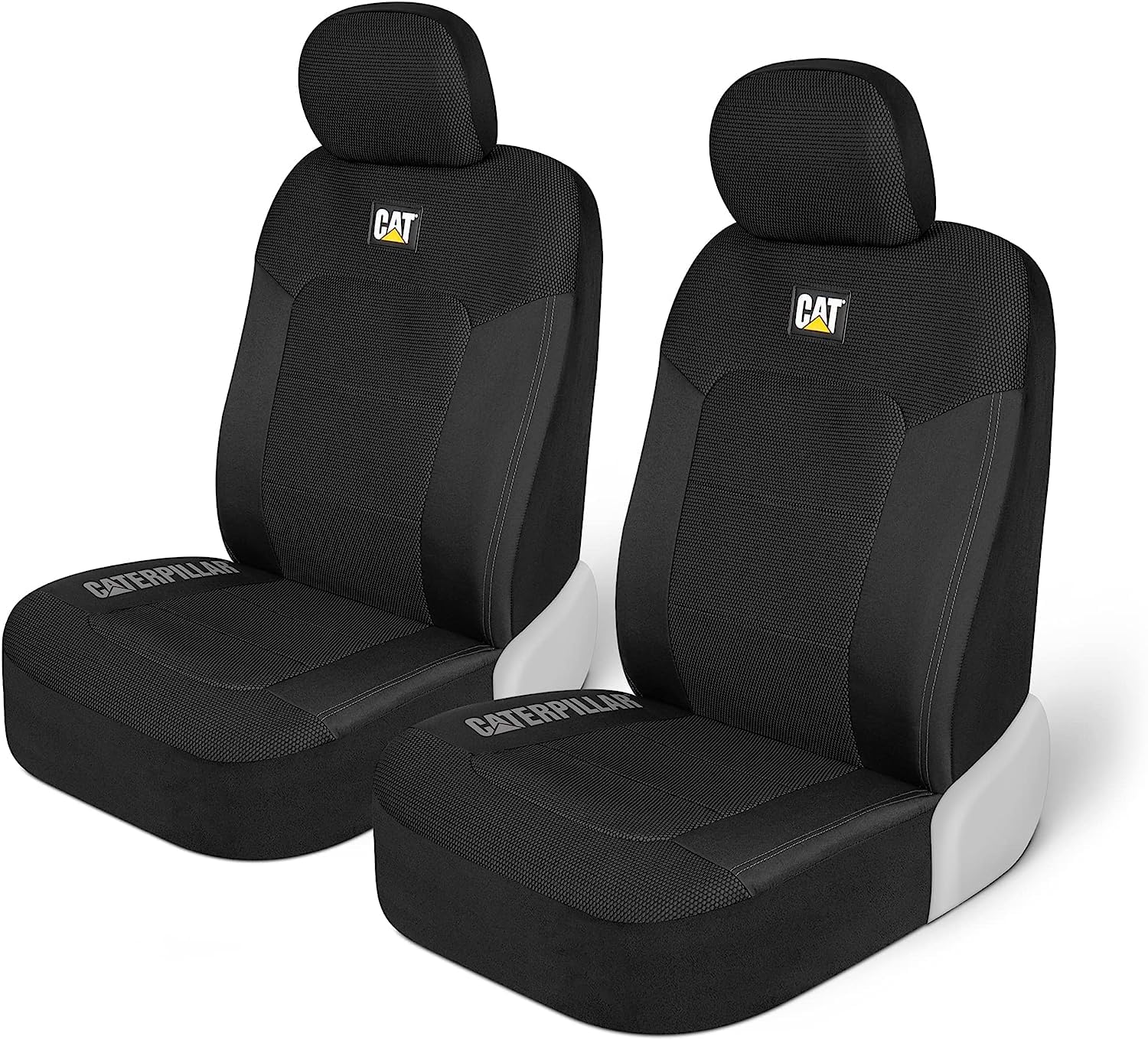 محافظ صندلی خودرو Caterpillar MeshFlex برای اتومبیل‌ها، کامیون‌ها و دیزلگرمک موجودات کناری (مجموعه‌ای از 2 عدد) - محافظت‌های صندلی خودروی سیاه برای صندلی‌های جلو، با پشتی مشی راحت، پوشش داخلی خودرو صندلی جلویی سیاه