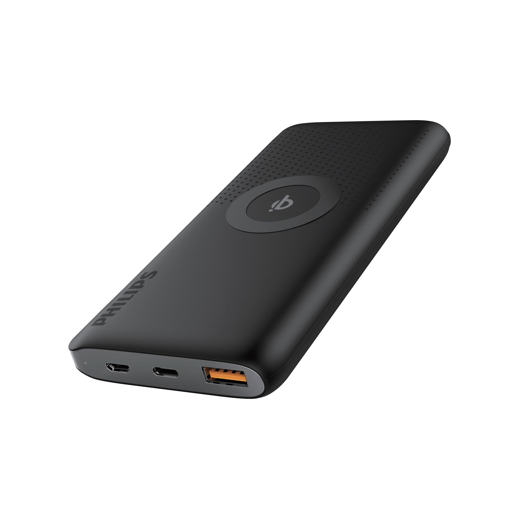 پاور بانک Philips DLP6645CB/97 با ظرفیت 10000mAh و شارژ بی‌سیم Qi، شارژ سریع 22.5 وات، ورودی میکرو USB، خروجی دوگانه USB-A و USB-C، سازگار با گوشی‌های هوشمند و تبلت‌ها (مشکی)