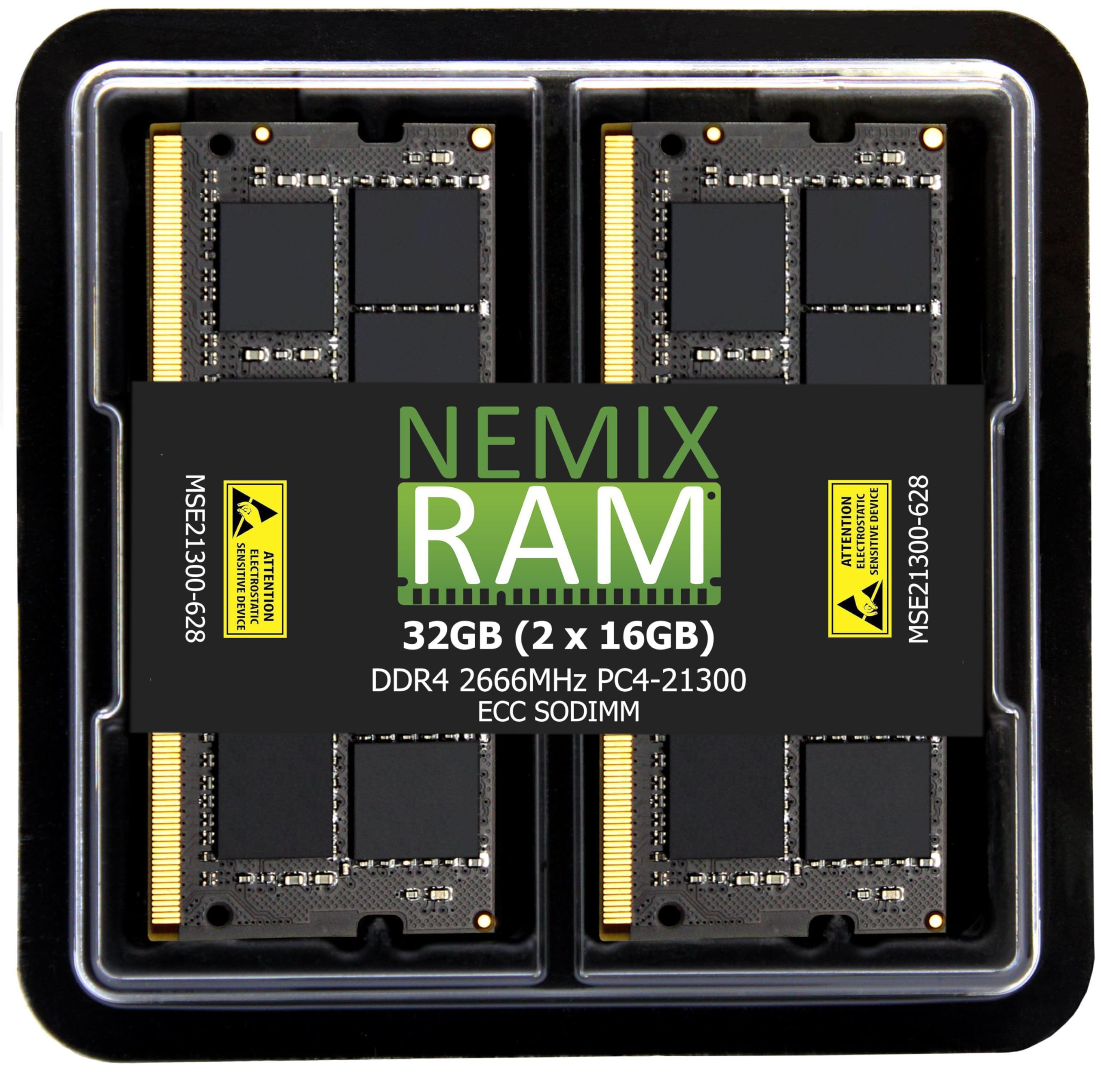 NEMIX RAM 32GB (2X16GB) DDR4-2666 PC4-21300 ECC SODIMM سازگار با ماژول ارتقاء حافظه Synology D4ECSO-2666-16G 32GB (2X16GB) DDR4 2666MHZ ECC SODIMM KIT