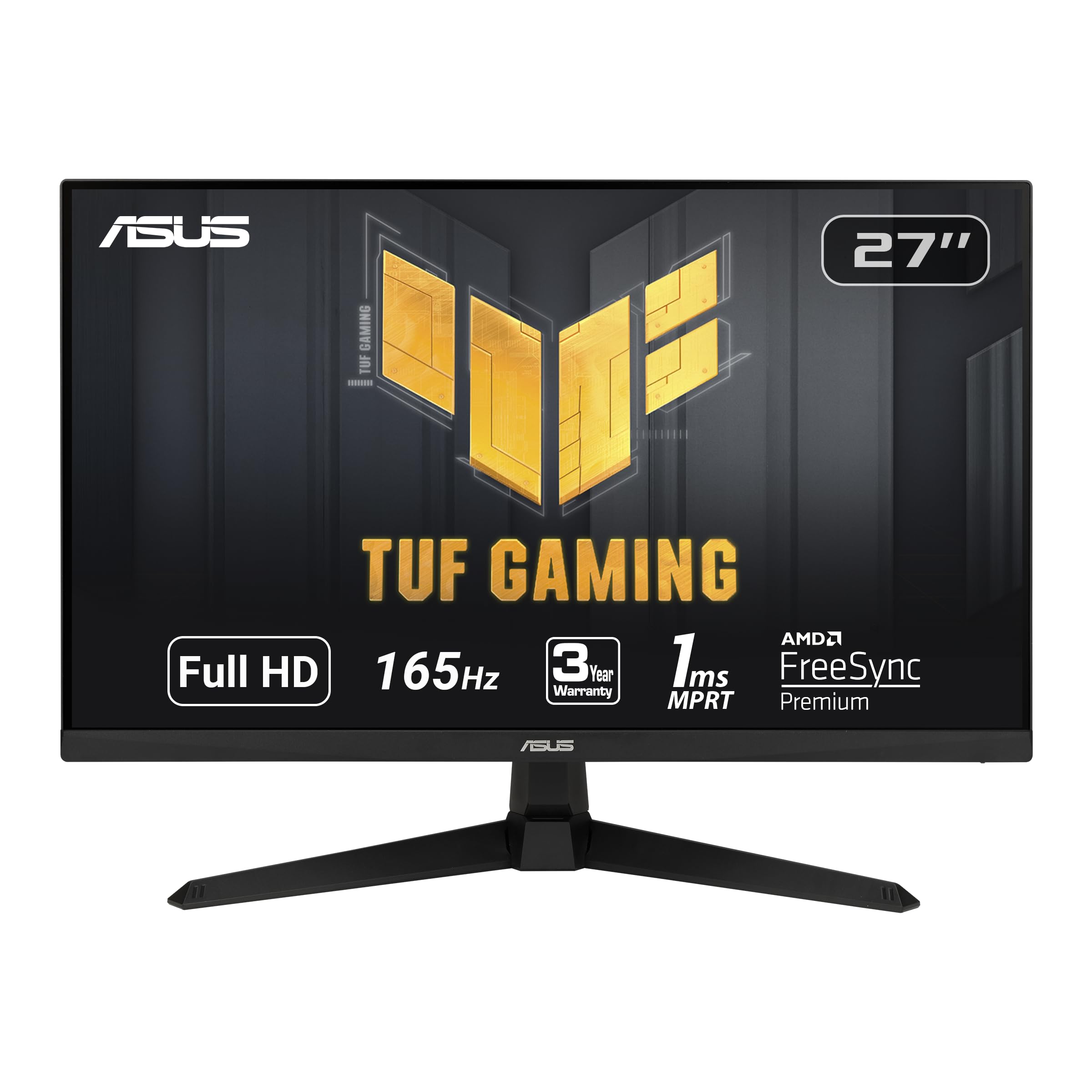 صفحه نمایش ASUS TUF Gaming 27 اینچ 1080P - Full HD، 165Hz (پشتیبانی از 144Hz)، 1ms، افزایش روشنایی حرکت کم، FreeSync Premium، افزایش سایه، مراقبت از چشم، HDMI، DisplayPort، تیلت قابل تنظیم - VG277Q1A، سیاه 27 اینچ 165Hz FreeSync Premium