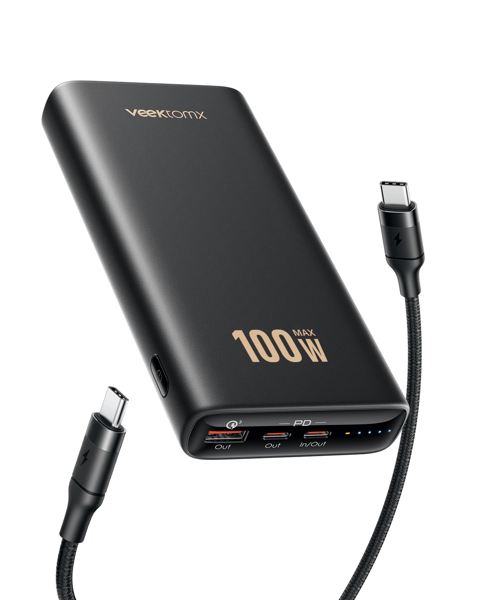 پاور بانک لپتاپ 20000mAh، شارژ سریع PD 3.0 برای مک‌بوک، شارژر قابل‌حمل اضافی با کابل شارژ 100W، بانک باتری خارجی قابل استفاده با آیفون، سامسونگ اس ۲۲، استیم دک و سوییچ (20000mAh مشکی)