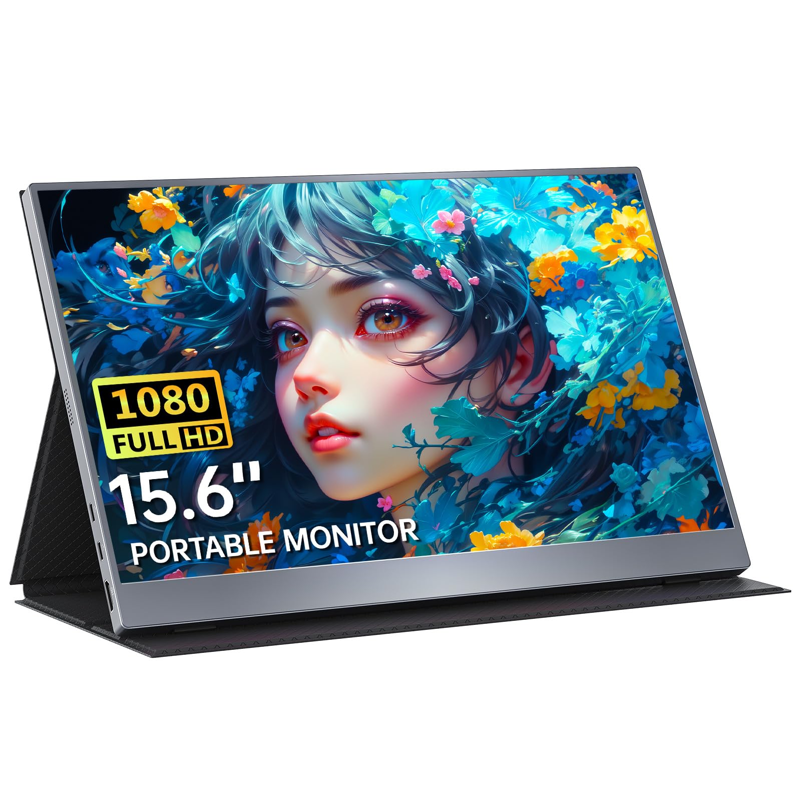 مانیتور قابل حمل اُپرایزون 15.6 اینچ IPS با کیفیت 1080P، دارای بلندگو، Mini HDMI، دو پورت USB-C، مناسب برای لپ‌تاپ، مک‌بوک، کامپیوتر شخصی، ایکس‌باکس، سوییچ، پلی‌استیشن ۵، همراه با کاور، 60Hz، 85% sRGB