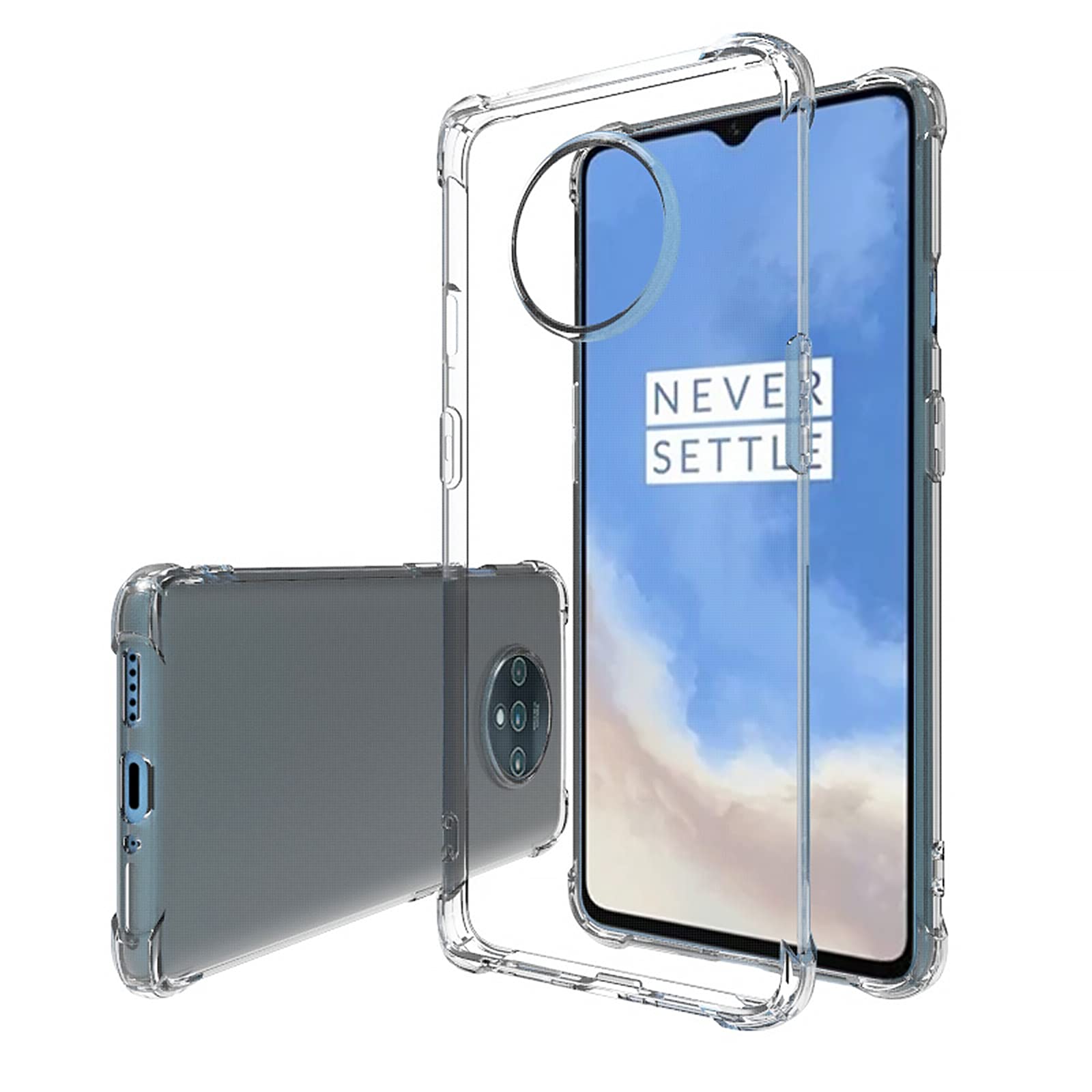 جلد امان و کاور برای موبایل OnePlus 7T، ترانه‌پوش نرم ترانسپرنت TPU شفاف، ضربه جذب کننده با لبه‌های بلند محافظ نازک برای OnePlus 7T ، شفاف برای OnePlus 7T