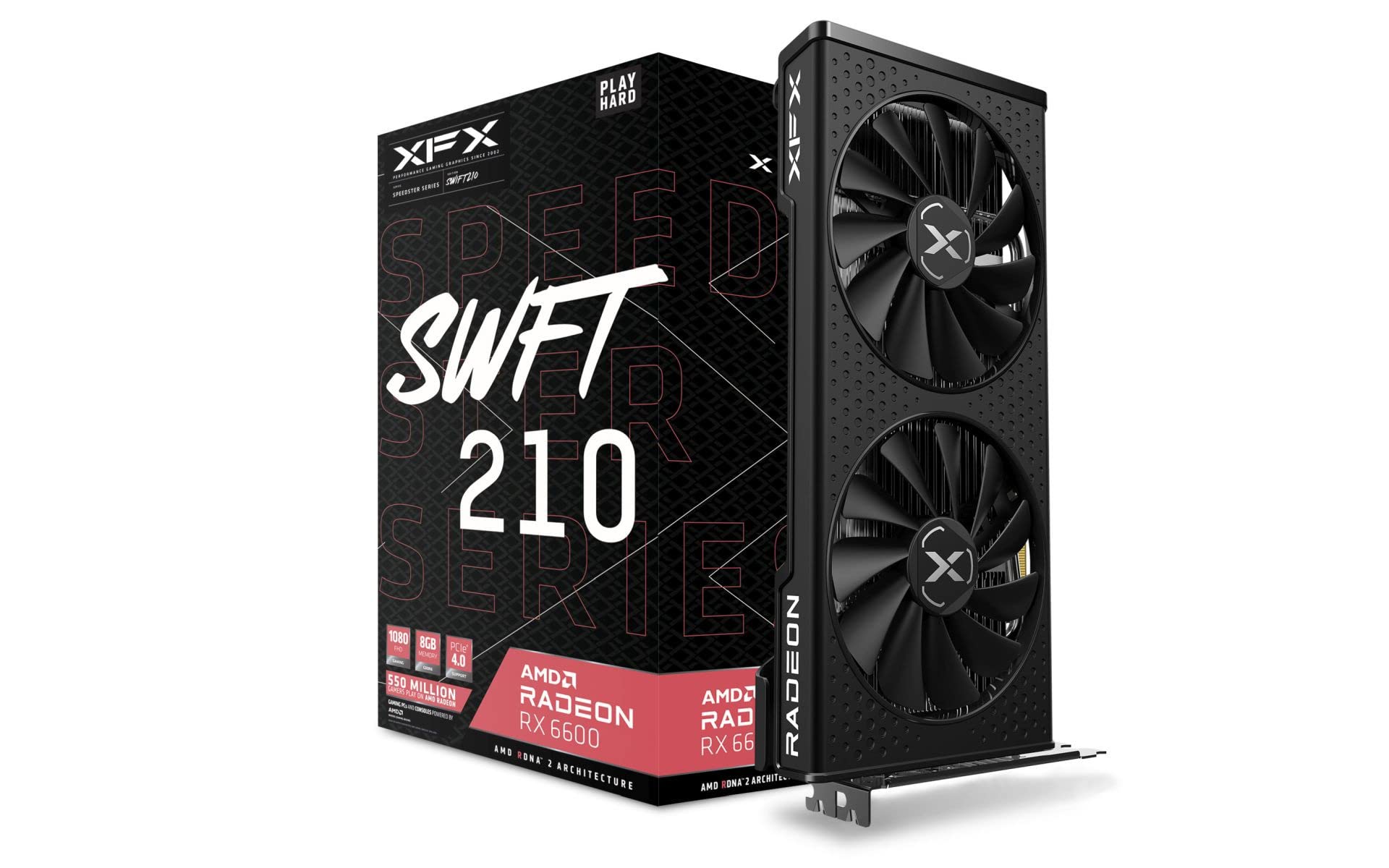 کارت گرافیک بازی XFX Speedster SWFT 210 Radeon RX 6600 CORE با 8GB GDDR6 HDMI 3xDP، AMD RDNA 2 RX-66XL8LFDQ