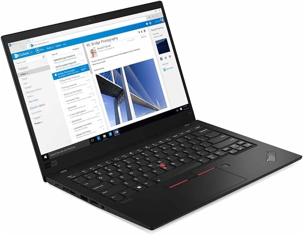 لپ تاپ اولترالایت Lenovo (بازسازی شده) ThinkPad X1 Carbon، دارای پردازنده Intel Core i7-8550U، 16 گیگابایت حافظه RAM DDR4، هارد 512 گیگابایت SSD M.2، صفحه نمایش 14 اینچی، ویندوز 10 Pro X1 Carbon اولترالایت - پردازنده Intel Core i7 نسل ۸ - 16 گیگابایت RAM / 512 گیگابایت SSD