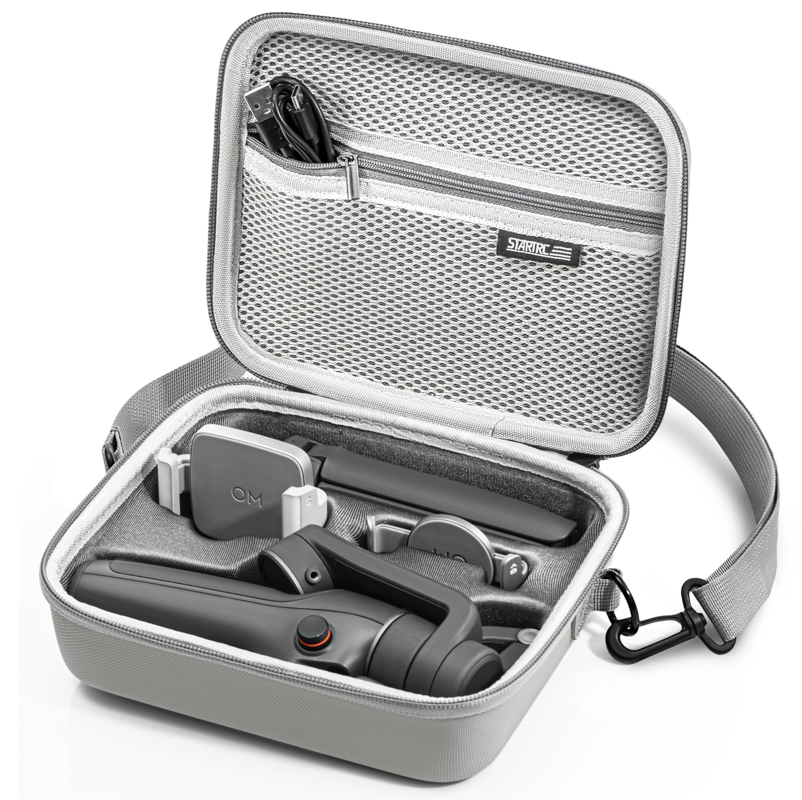 کیف شانه‌ای قابل حمل و ضدآب STARTRC برای دسته‌بندی و حمل به‌جای اسمو موبایل 6 از DJI، جهت استفاده از لوازم جانبی چرخشی اسمو موبایل 6 - رنگ خاکستری